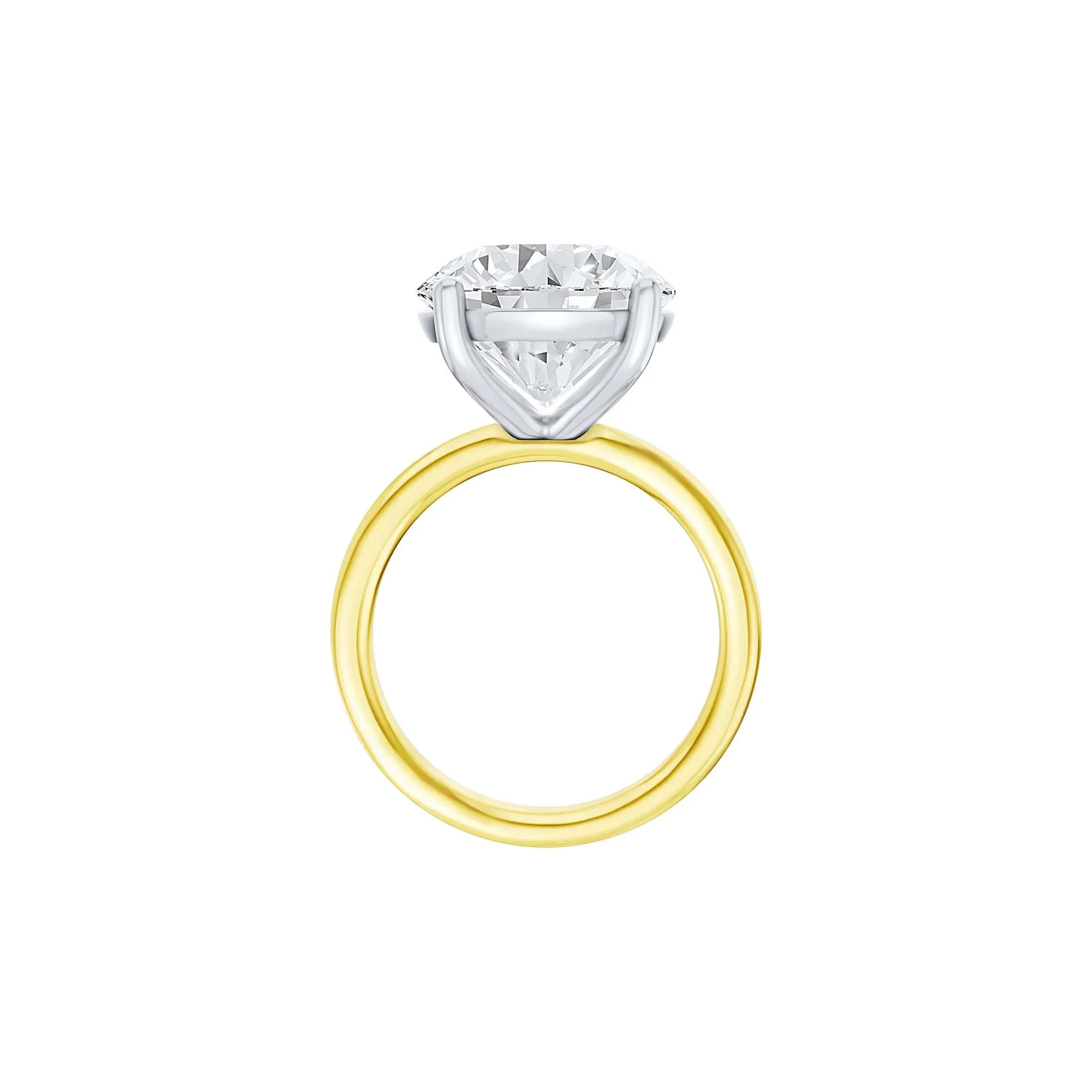 Lab Grown Diamond Round Solitaire Ring 14K Yellow & White Gold (8 CT.) Round Brilliant Cut Size 8.5 2mm - Image 2