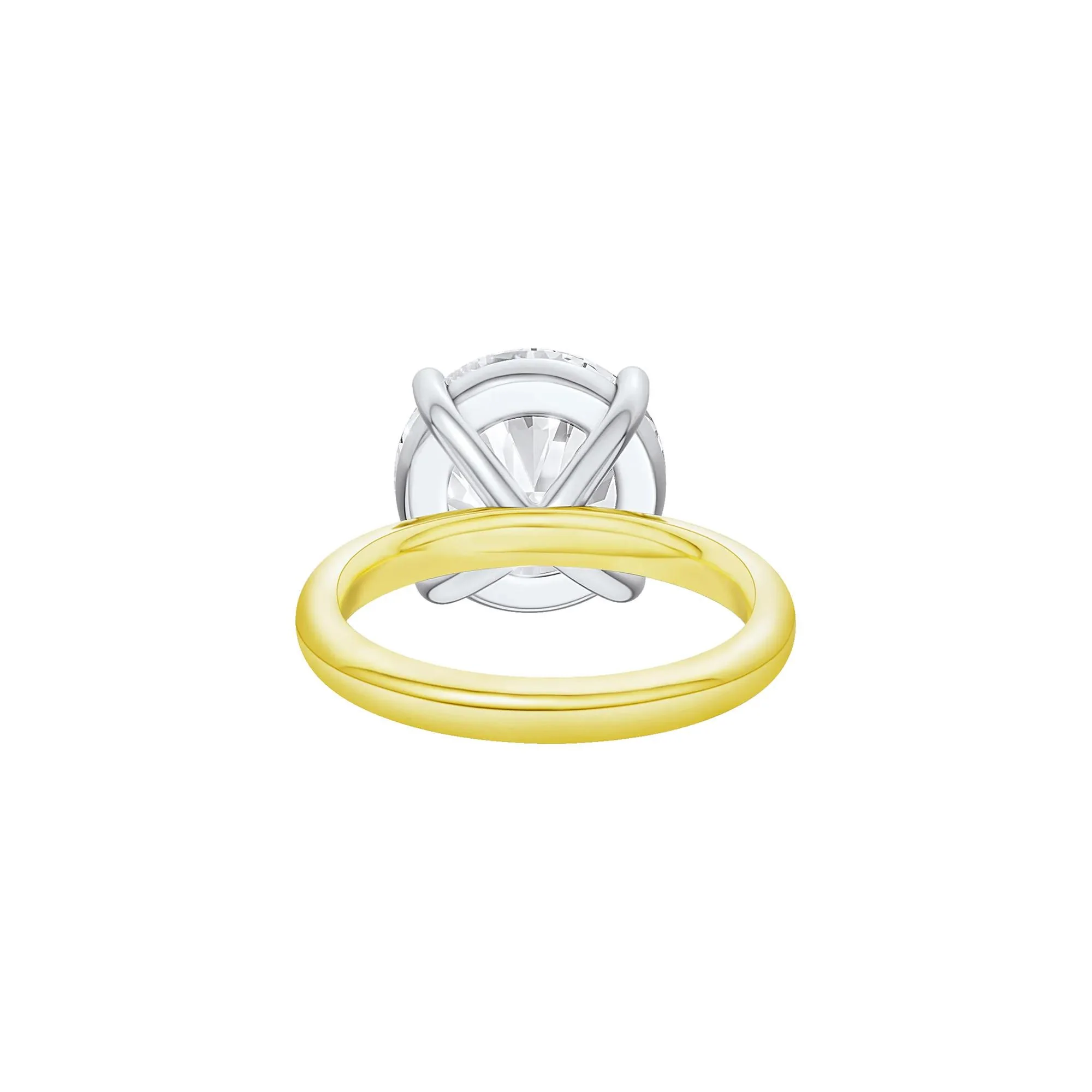 Lab Grown Diamond Round Solitaire Ring 14K Yellow & White Gold (8 CT.) Round Brilliant Cut Size 8.5 2mm - Image 4