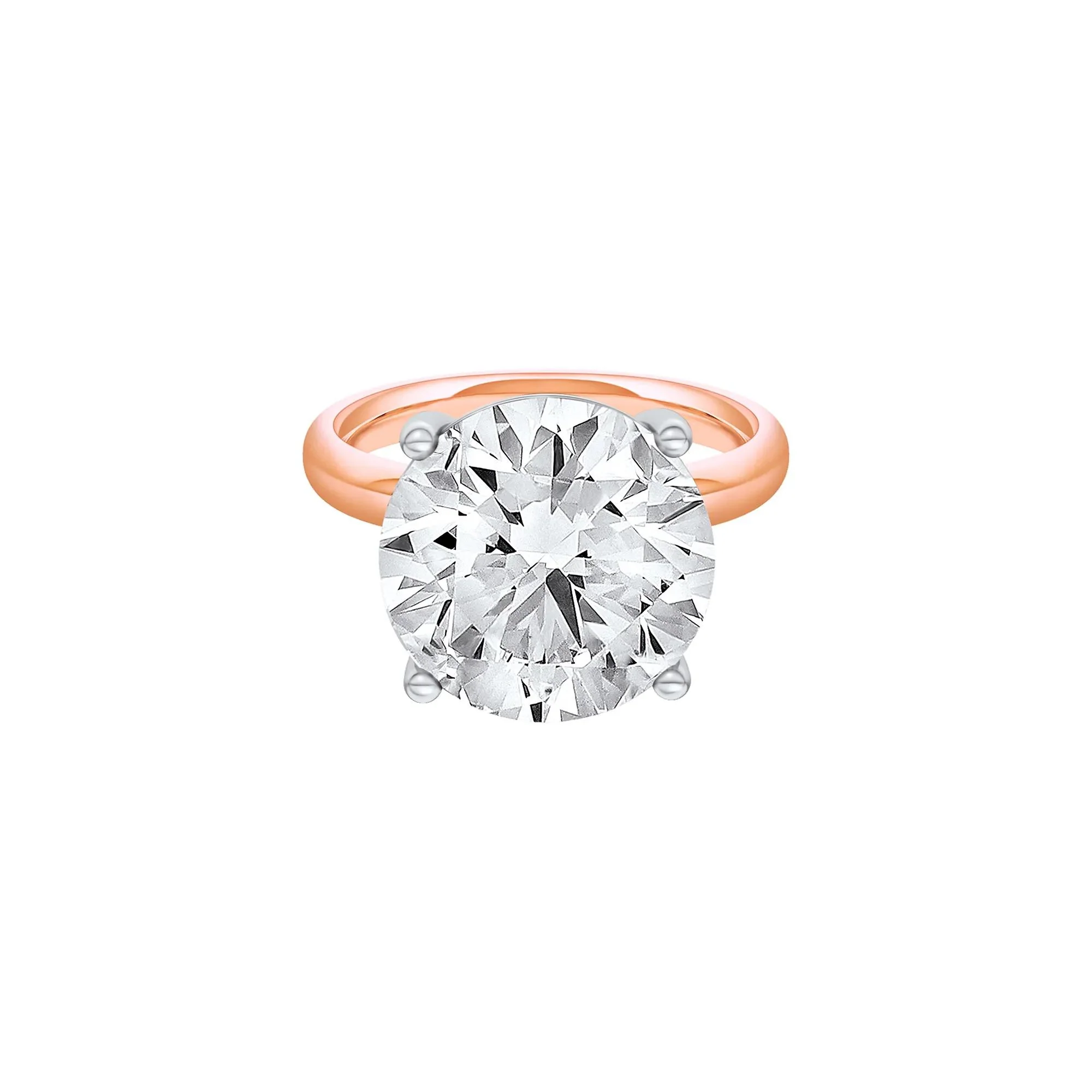Lab Grown Diamond Round Solitaire Engagement Ring 14K Rose and White Gold (10 CT.) Size 10.5 2mm