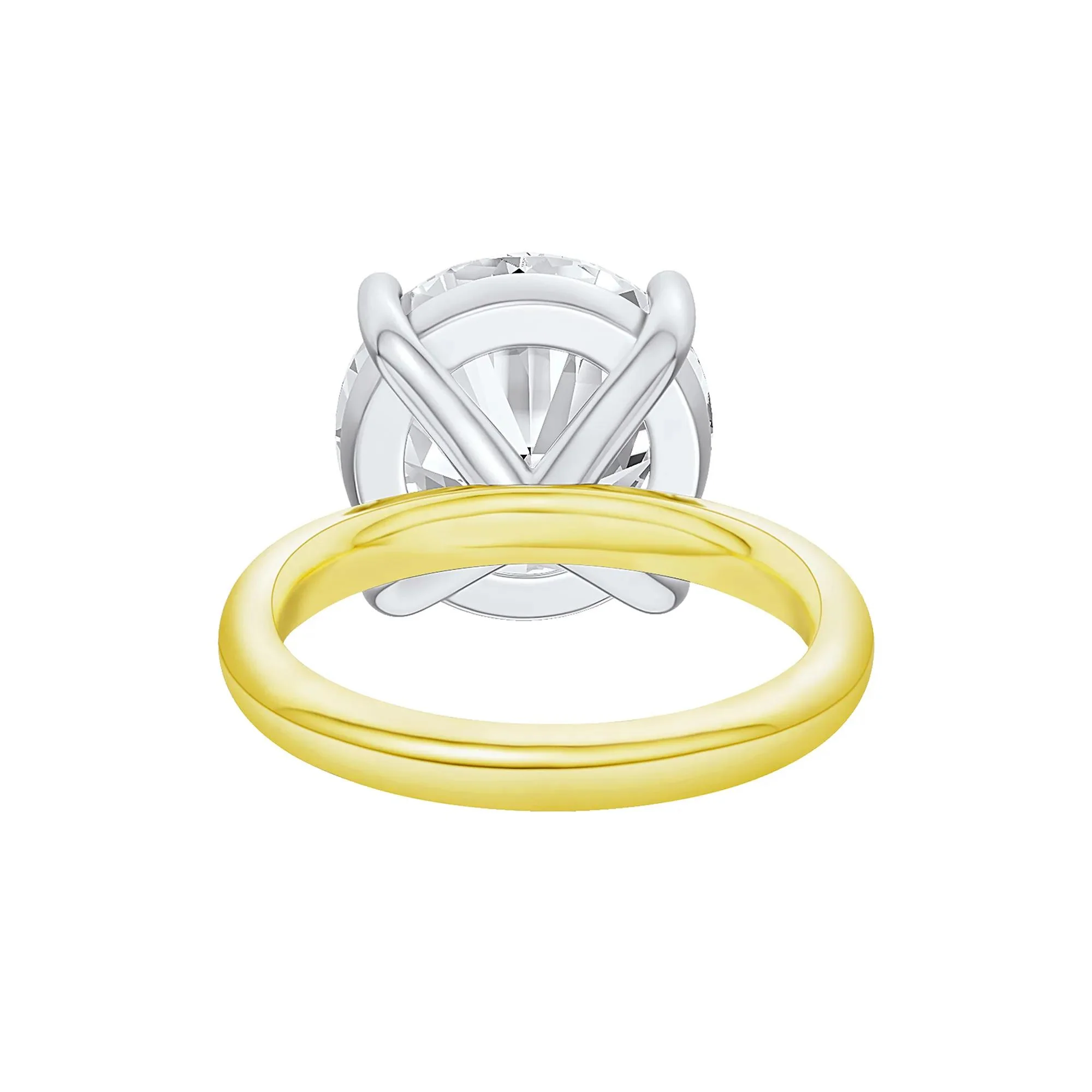 Lab Grown Diamond Round Solitaire Ring 14K Yellow & White Gold (9 CT.) Round Brilliant Cut Size 8 2mm - Image 5