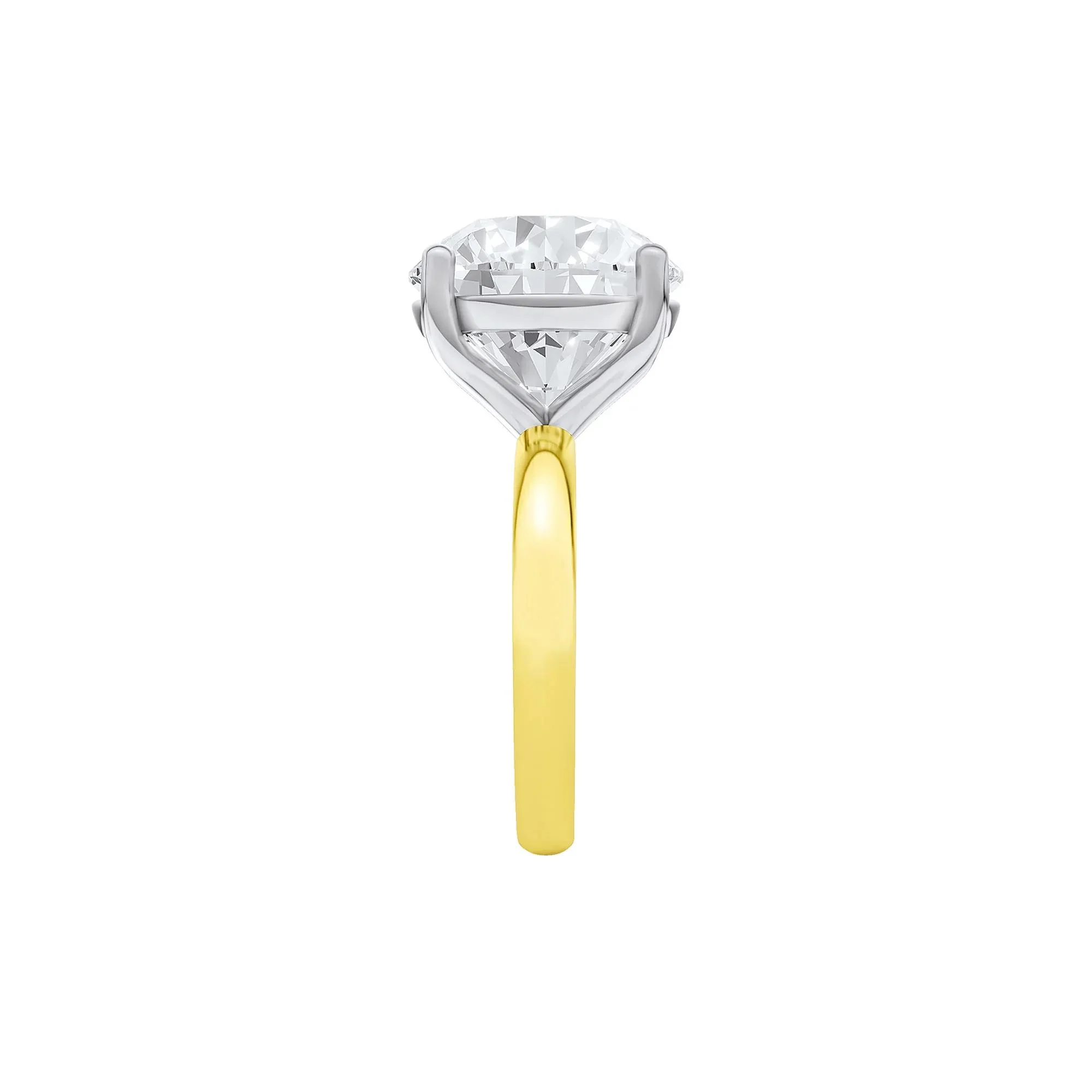 Lab Grown Diamond Round Solitaire Ring 14K Yellow & White Gold (9 CT.) Round Brilliant Cut Size 8.5 2mm - Image 4