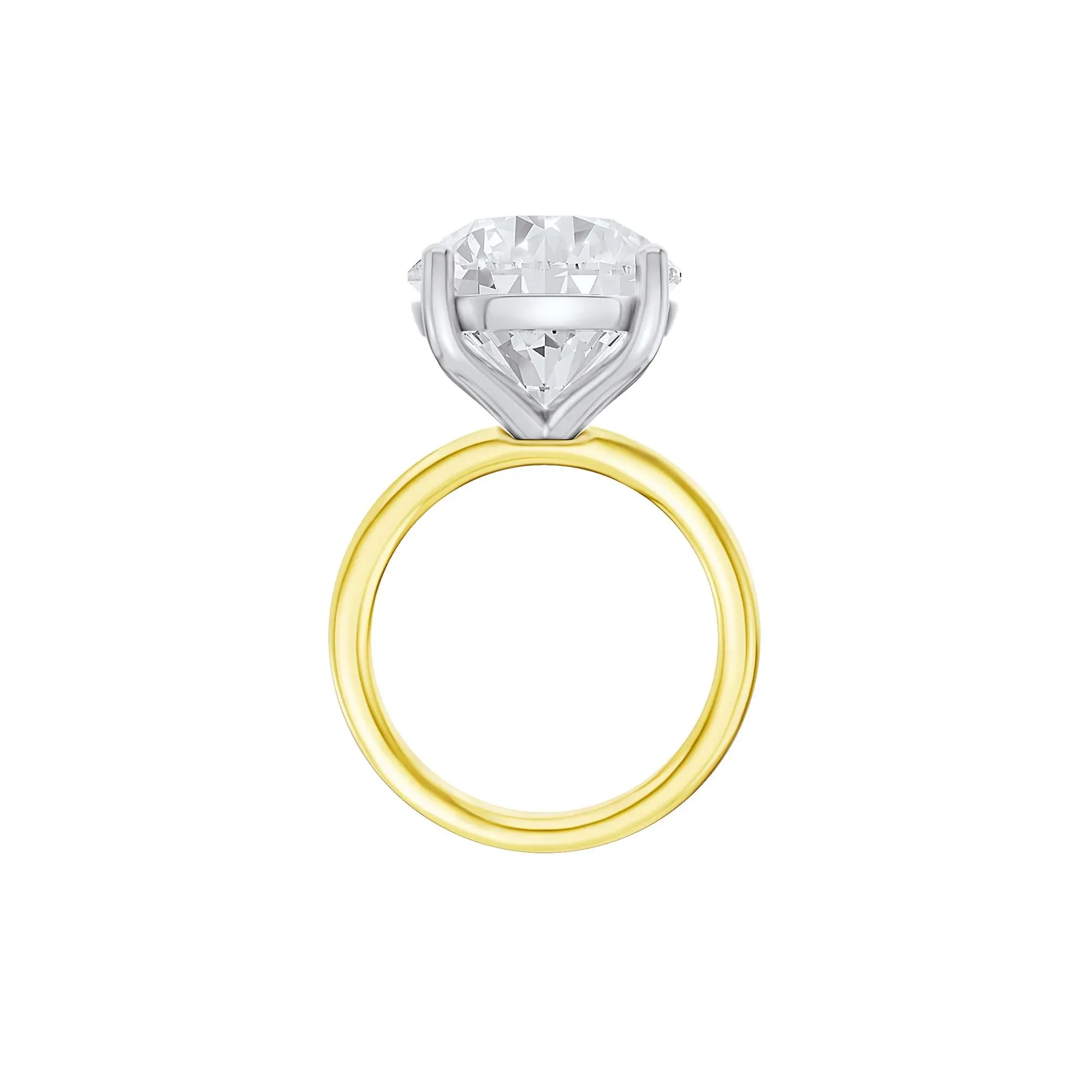 Lab Grown Diamond Round Solitaire Ring 14K Yellow & White Gold (9 CT.) Round Brilliant Cut Size 9 2mm - Image 3