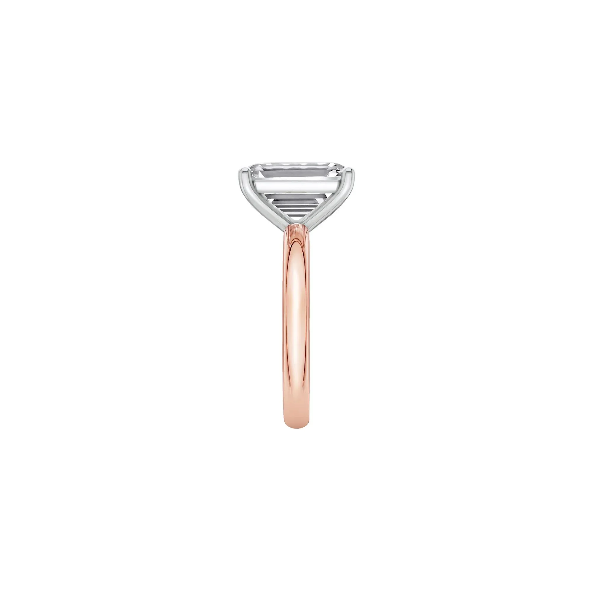Lab Grown Diamond Emerald-Cut Solitaire Ring 14K Rose & White Gold (5 CT.) Size 7.5 2mm - Image 3