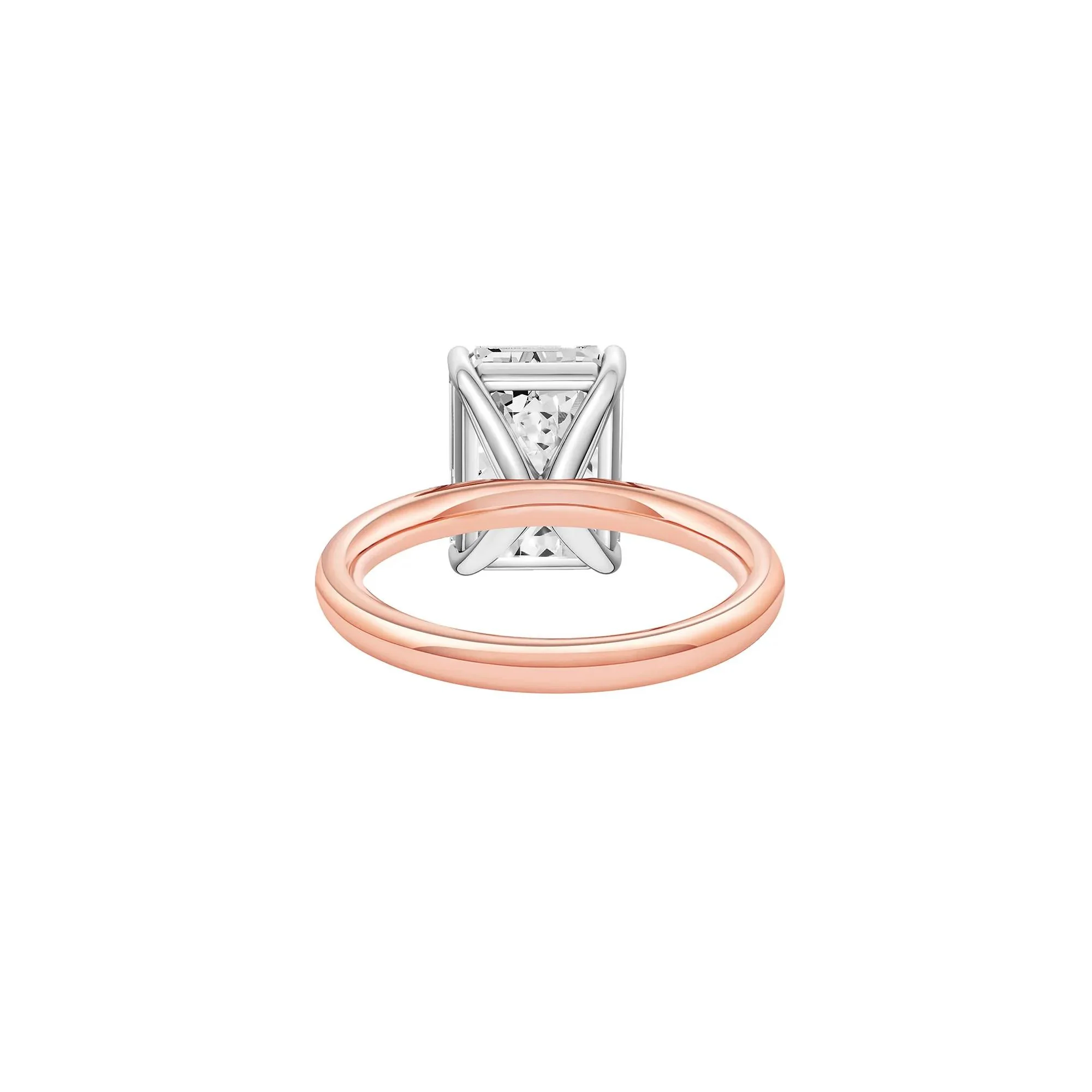 Lab Grown Diamond Emerald-Cut Solitaire Ring 14K Rose & White Gold (5 CT.) Size 7.5 2mm - Image 4