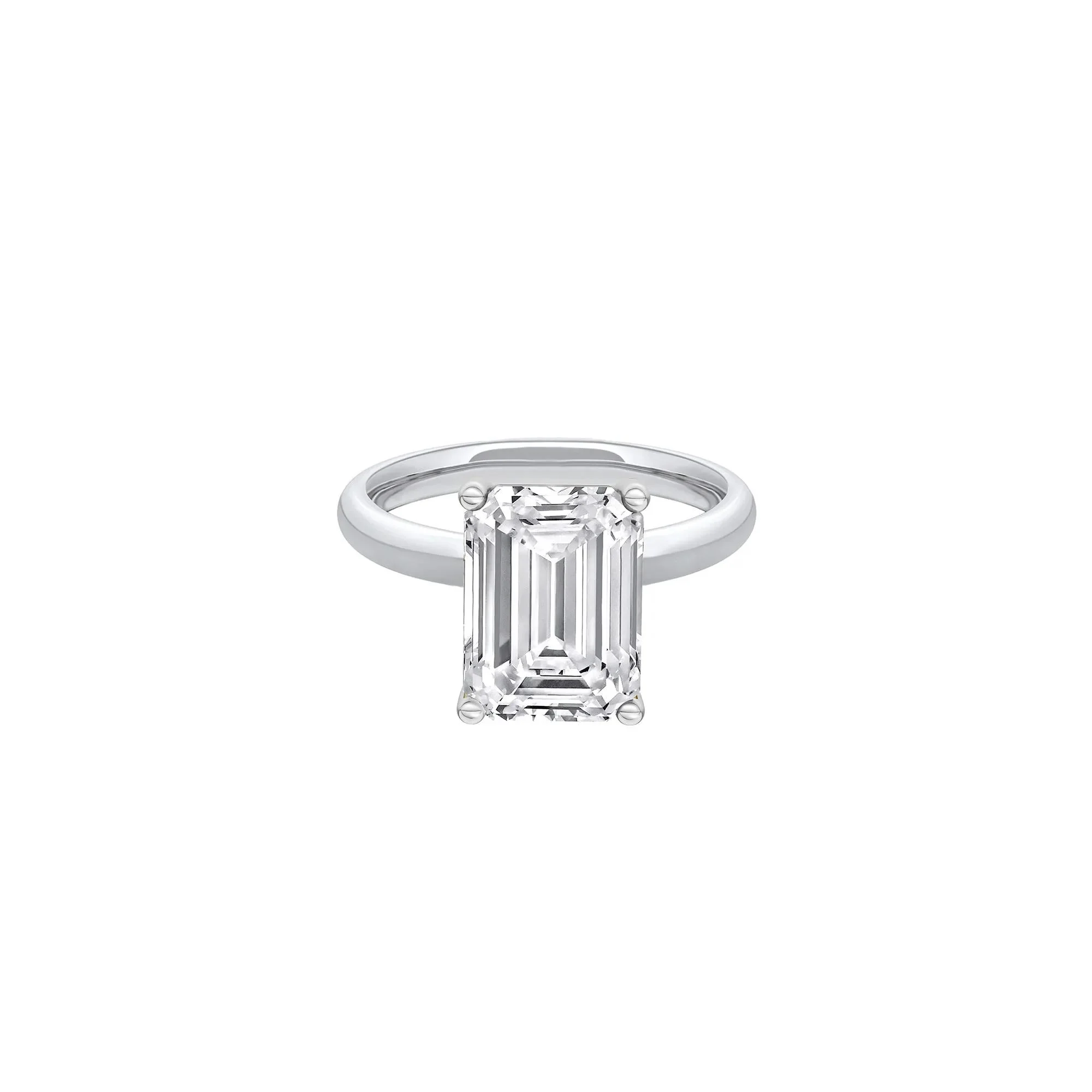 Lab Grown Diamond Emerald-Cut Solitaire Ring Platinum (5 CT.) White Size 10 2mm