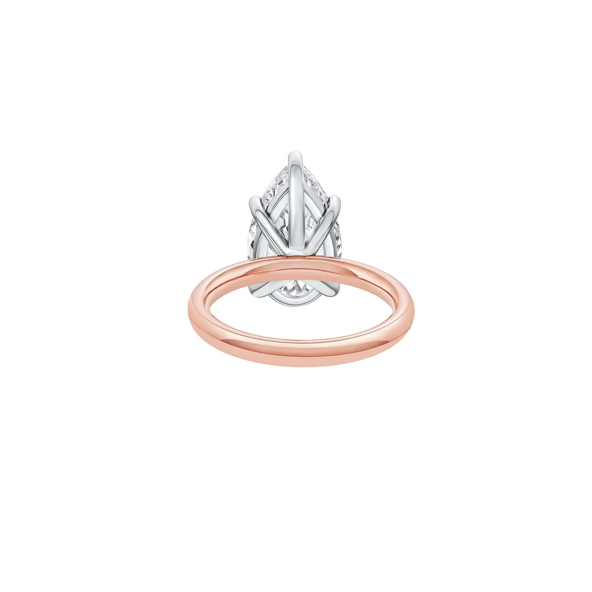 Lab Grown Diamond Pear-Shaped Solitaire Ring 14K Rose & White Gold (5 CT.) Size 5 2mm - Image 4
