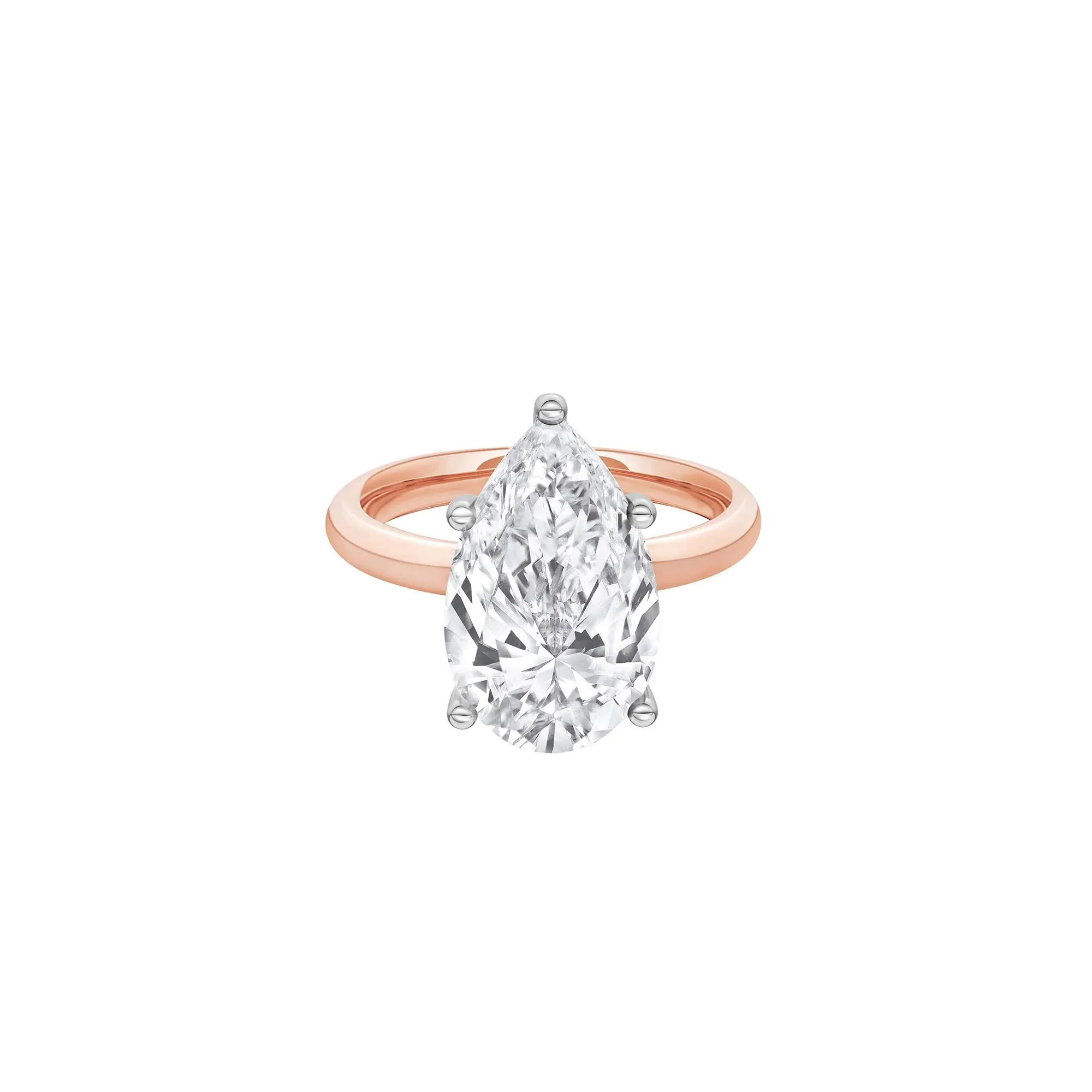 Lab Grown Diamond Pear-Shaped Solitaire Ring 14K Rose & White Gold (5 CT.) Size 7.5 2mm