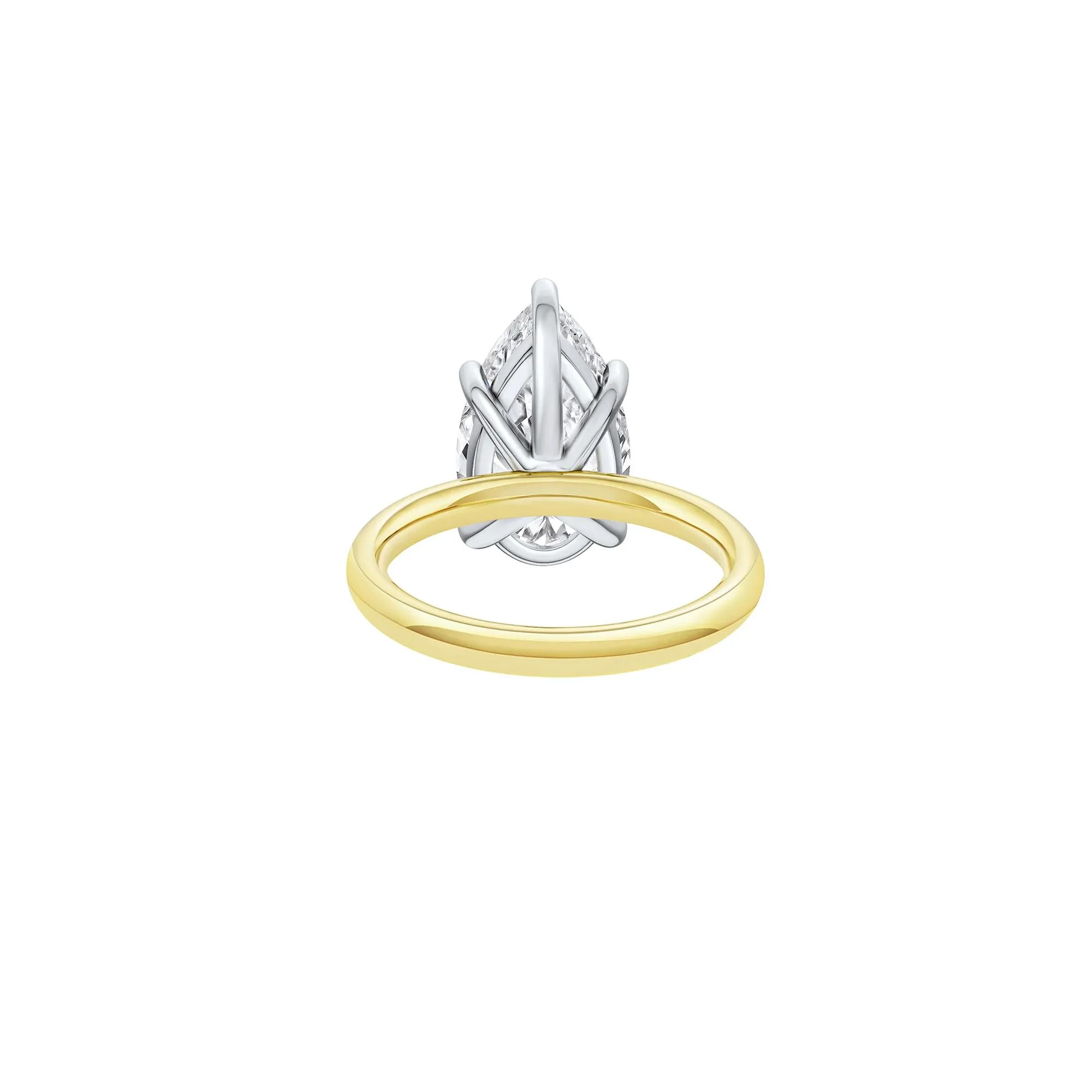 Lab Grown Diamond Pear-Shaped Solitaire Ring 14K Yellow & White Gold (5 CT.) Size 11 2mm - Image 4