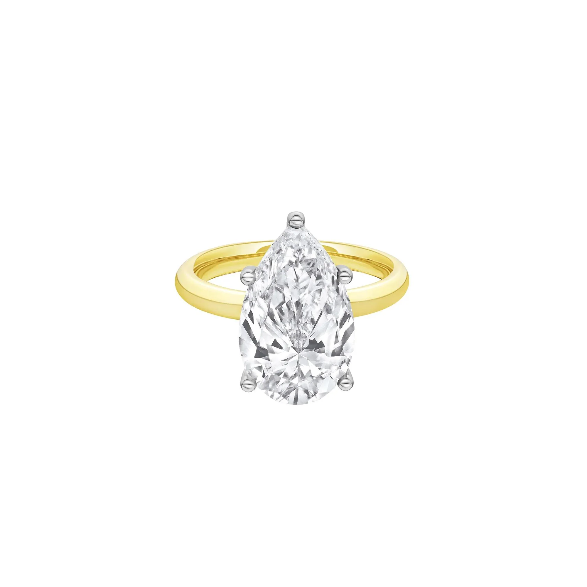 Lab Grown Diamond Pear-Shaped Solitaire Ring 14K Yellow & White Gold (5 CT.) Size 11.5 2mm
