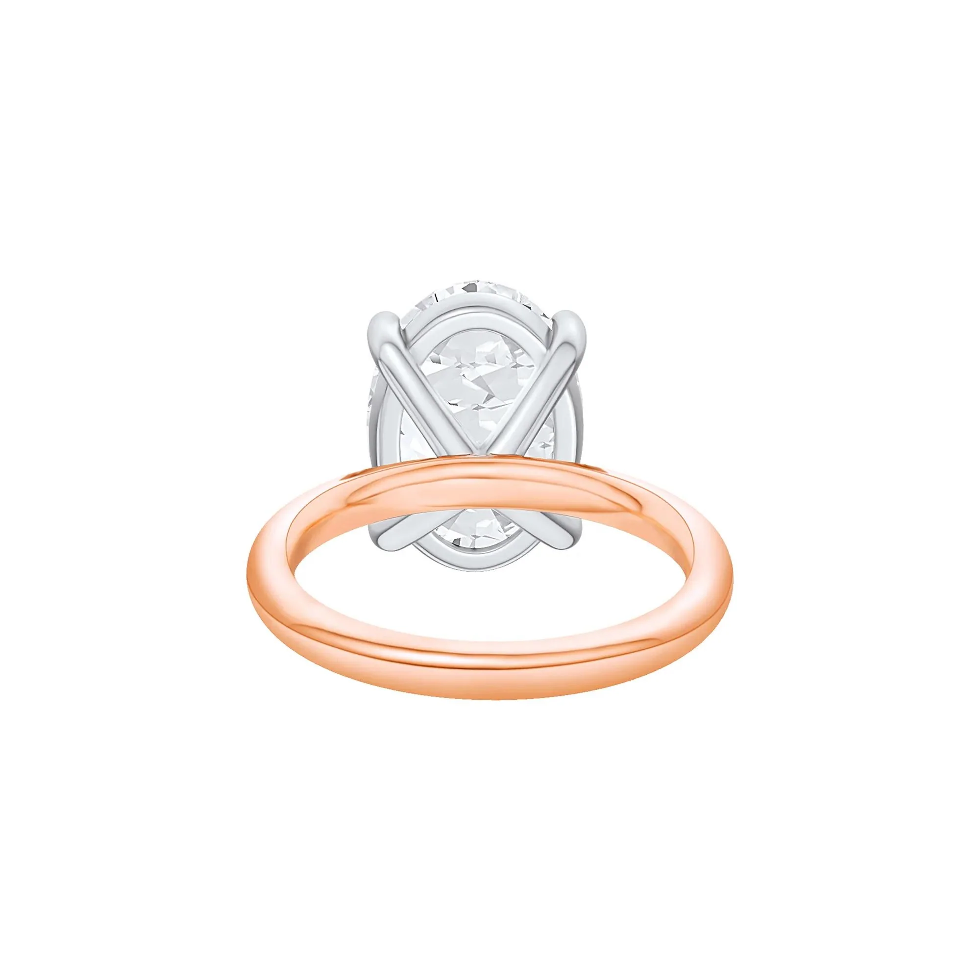 Lab Grown Diamond Oval Solitaire Ring 14K Rose & White Gold (6 CT.) Size 10 2mm - Image 4