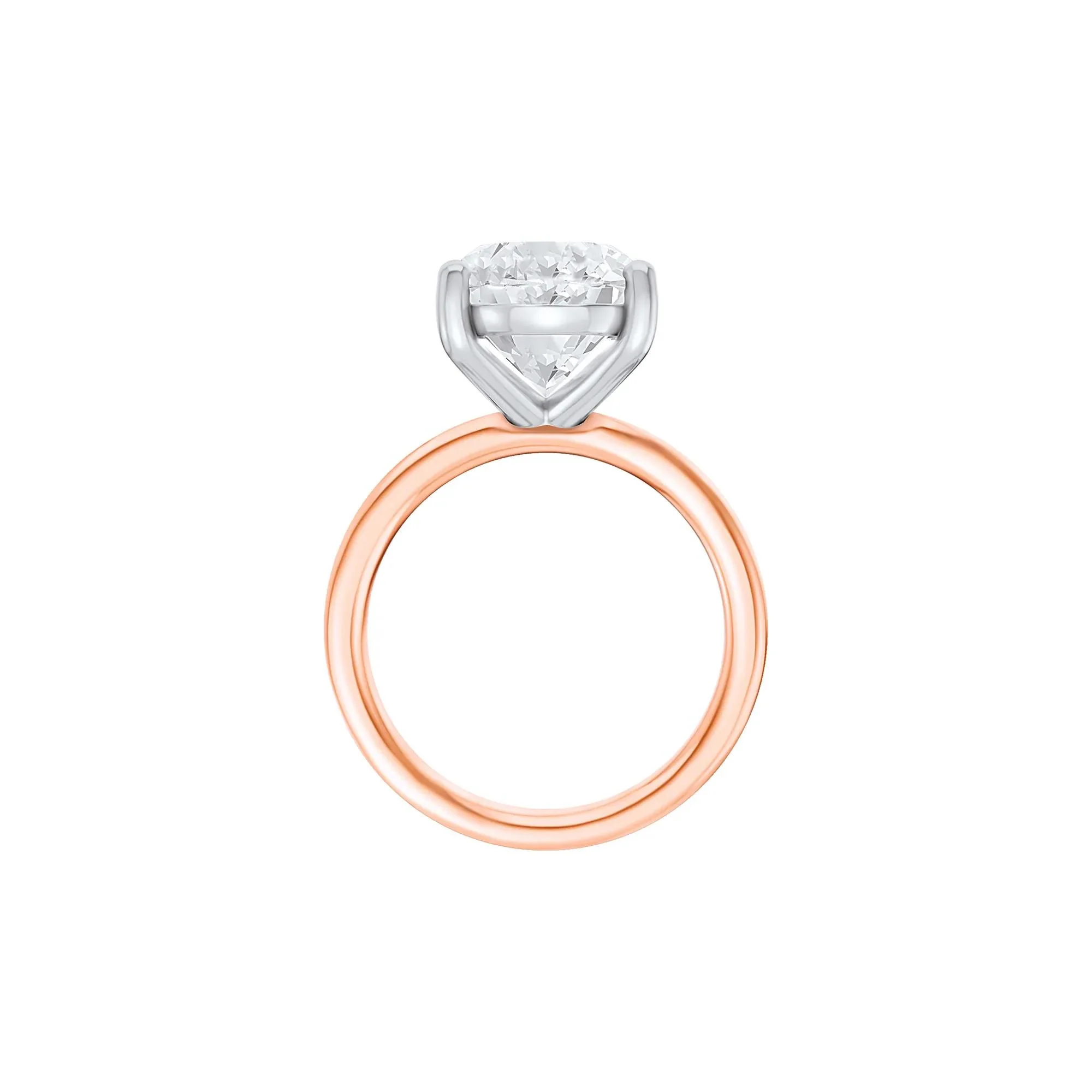 Lab Grown Diamond Oval Solitaire Ring 14K Rose & White Gold (6 CT.) Size 8.5 2mm - Image 2