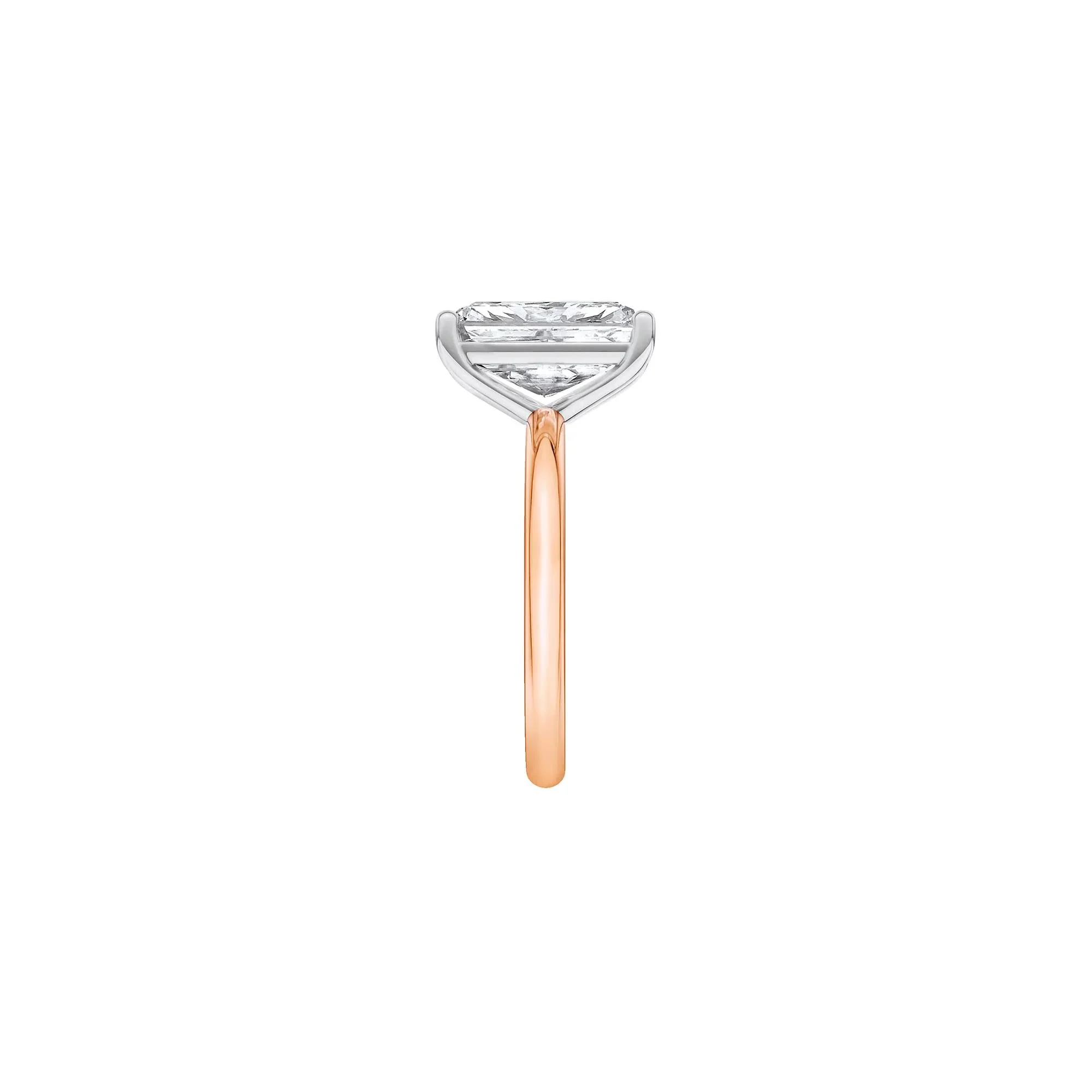 Lab Grown Diamond Radiant-Cut Solitaire Ring 14K Rose & White Gold (4 CT.) Size 4.5 2mm - Image 3