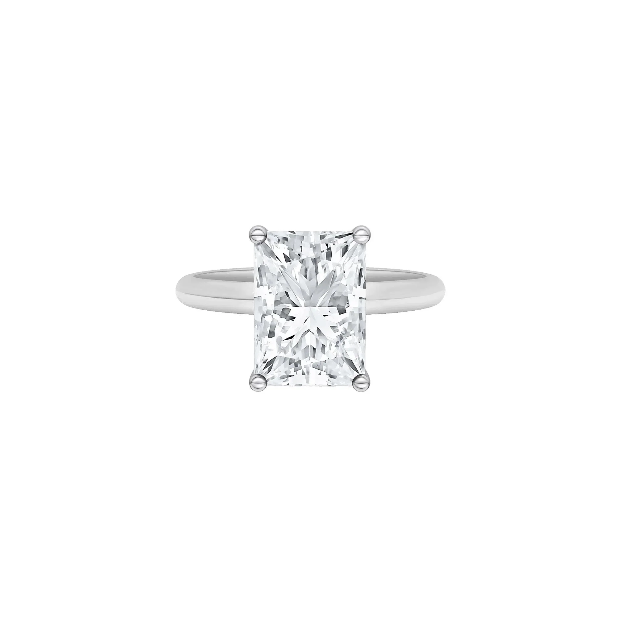 Lab Grown Diamond Radiant-Cut Solitaire Ring Platinum (4 CT.) White Size 9.5 2mm