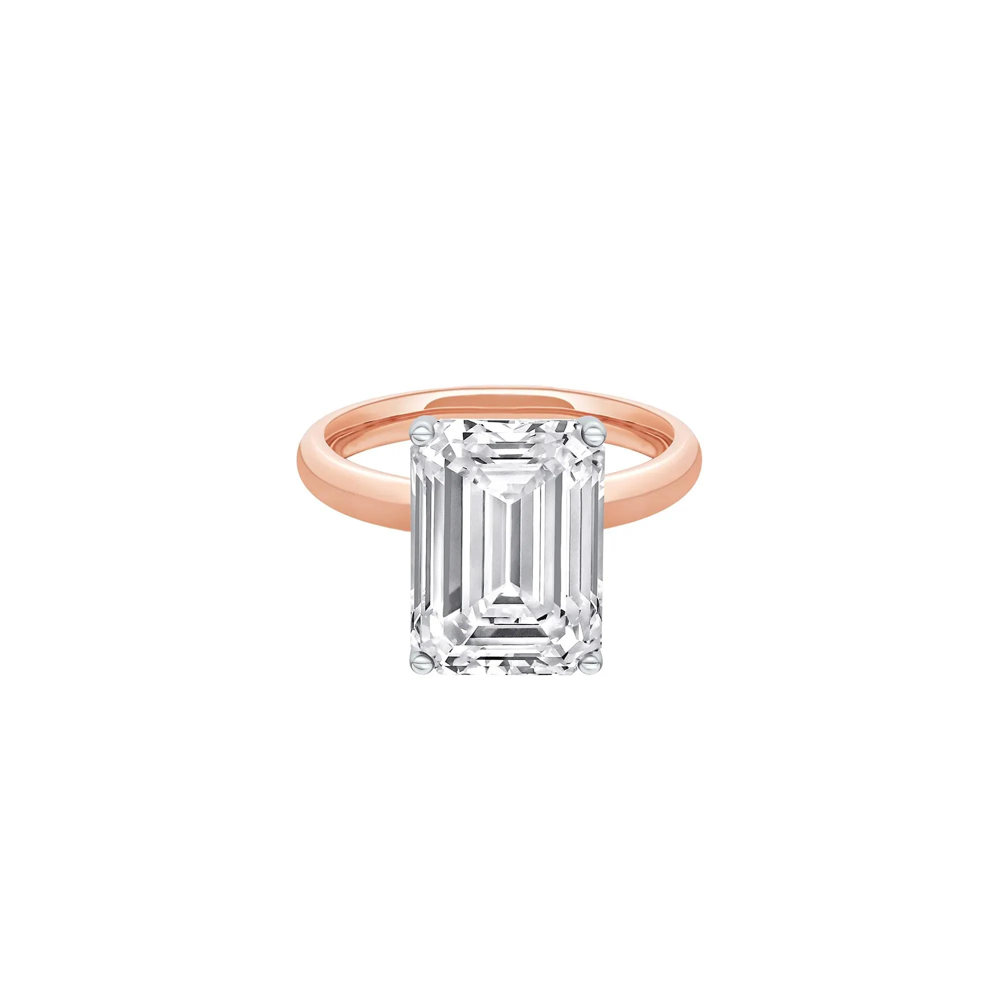 Lab Grown Diamond Emerald-Cut Solitaire Ring 14K Rose & White Gold (6 CT.) Size 4 2mm