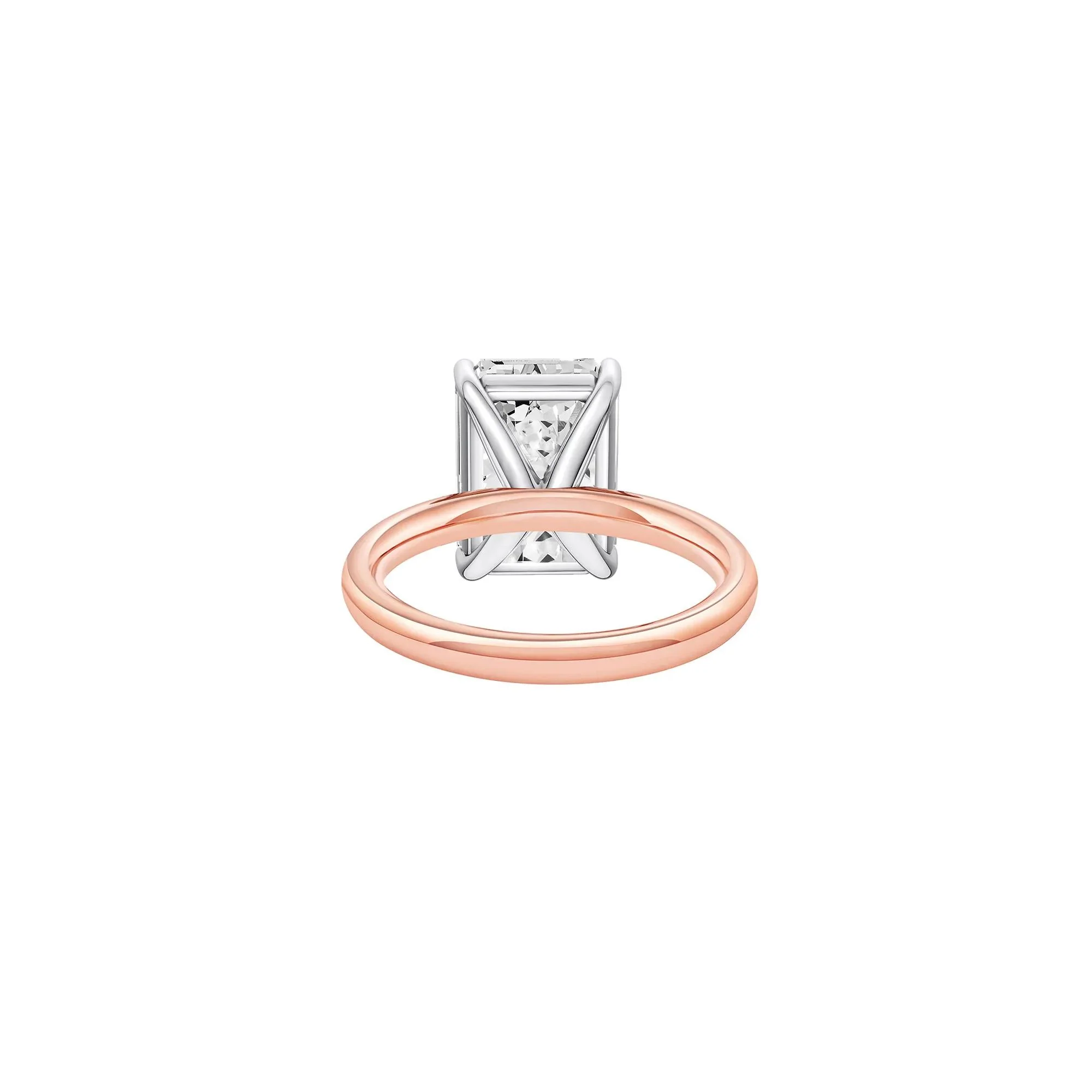 Lab Grown Diamond Emerald-Cut Solitaire Ring 14K Rose & White Gold (6 CT.) Size 6 2mm - Image 4