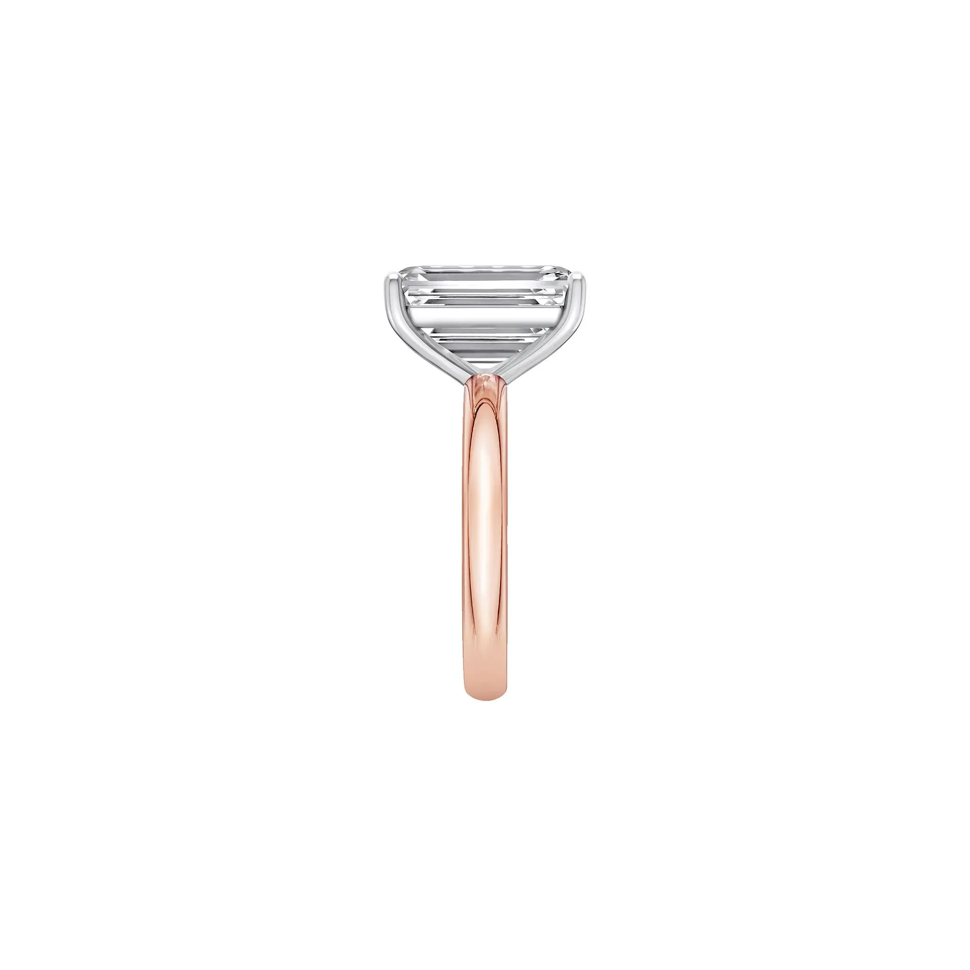 Lab Grown Diamond Emerald-Cut Solitaire Ring 14K Rose & White Gold (6 CT.) Size 7.5 2mm - Image 3