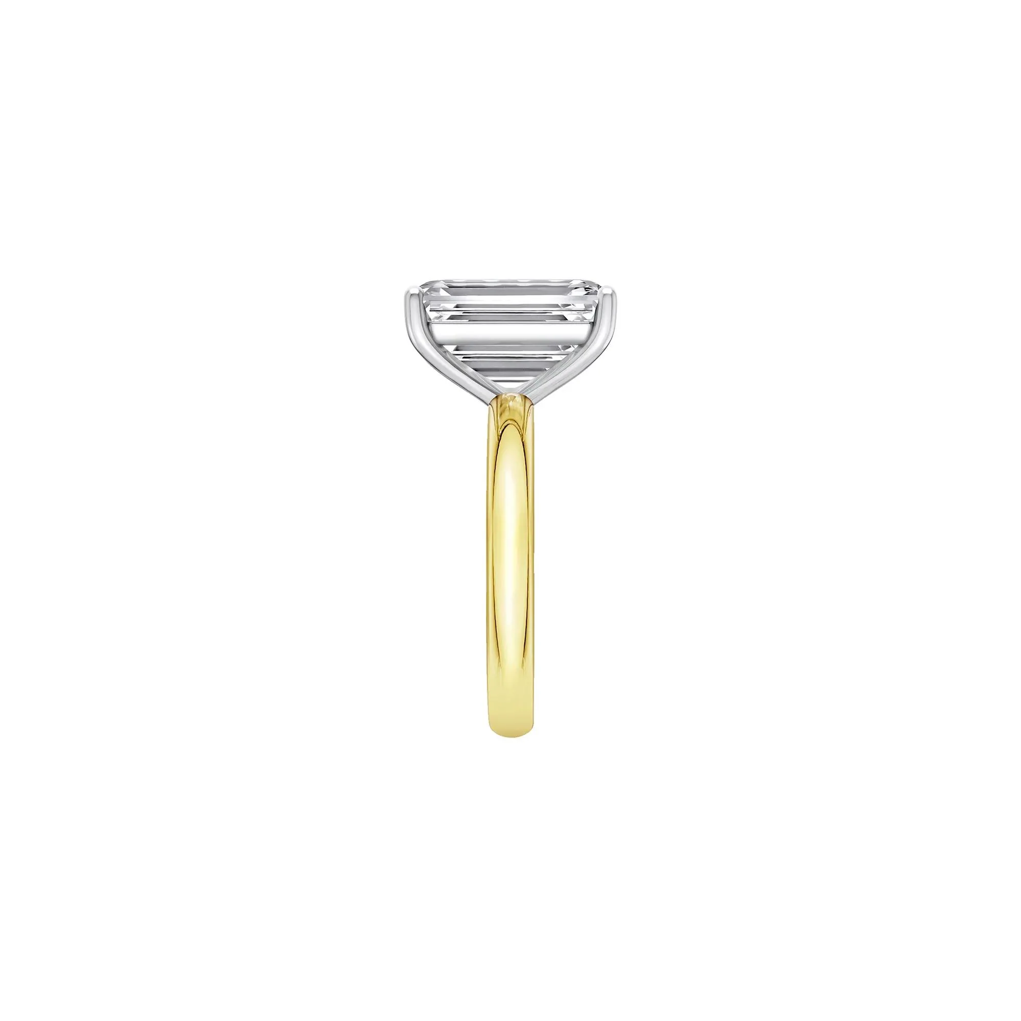 Lab Grown Diamond Emerald-Cut Solitaire Ring 14K Yellow & White Gold (6 CT.) Size 5 2mm - Image 3