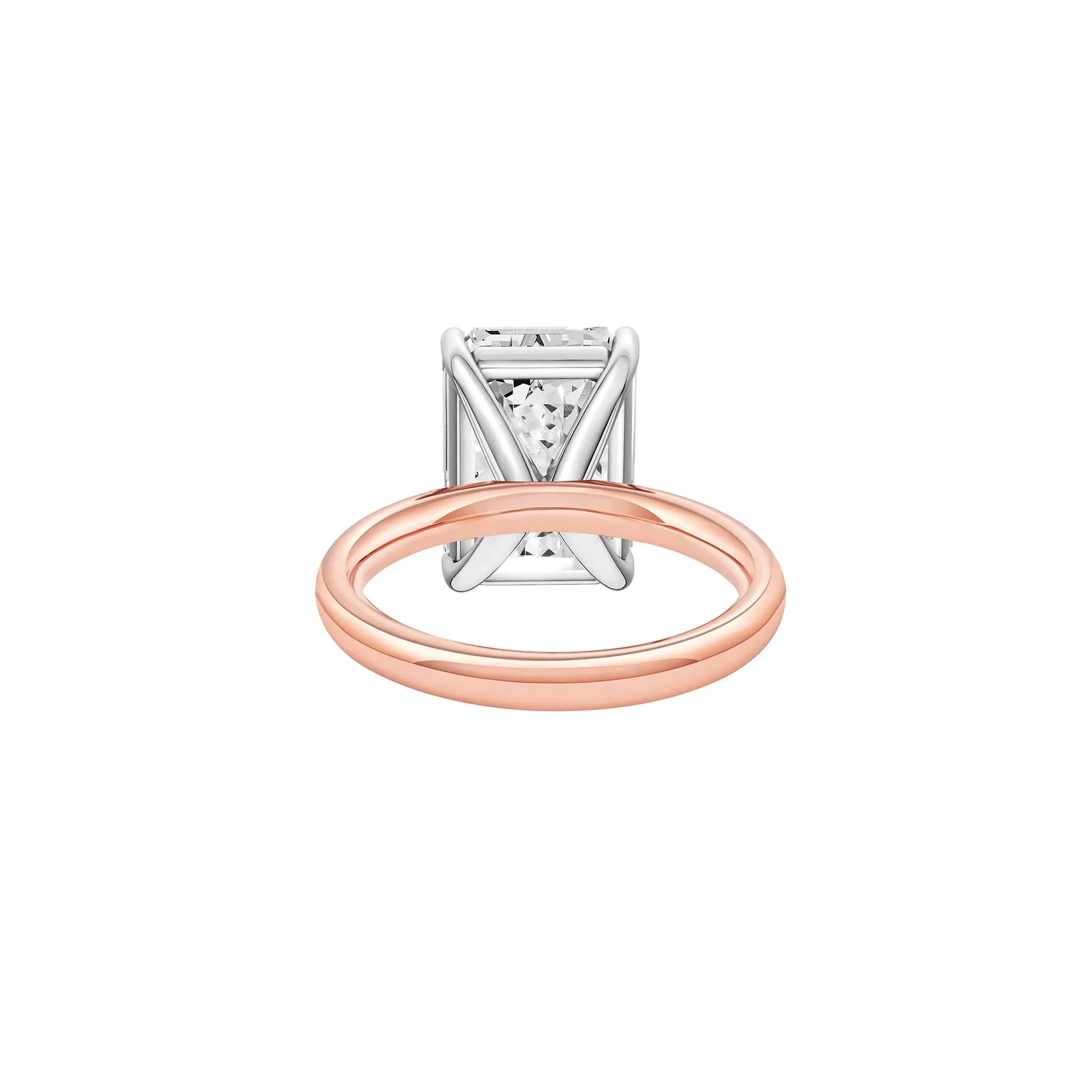 Lab Grown Diamond Emerald-Cut Solitaire Ring 14K Rose & White Gold (7 CT.) Size 5.5 2mm - Image 4