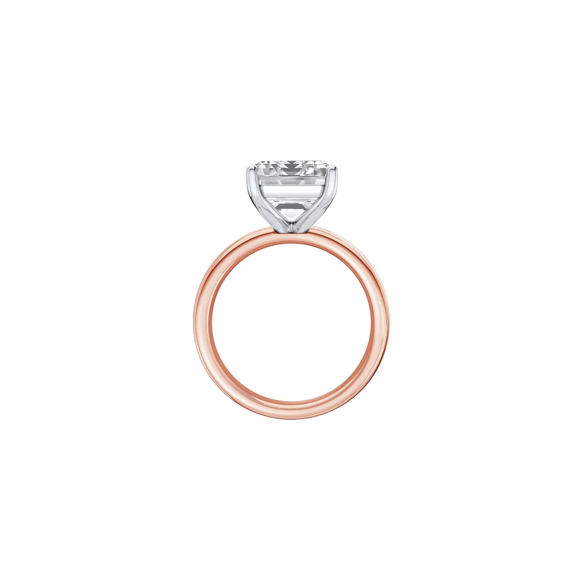 Lab Grown Diamond Emerald-Cut Solitaire Ring 14K Rose & White Gold (7 CT.) Size 7.5 2mm - Image 2