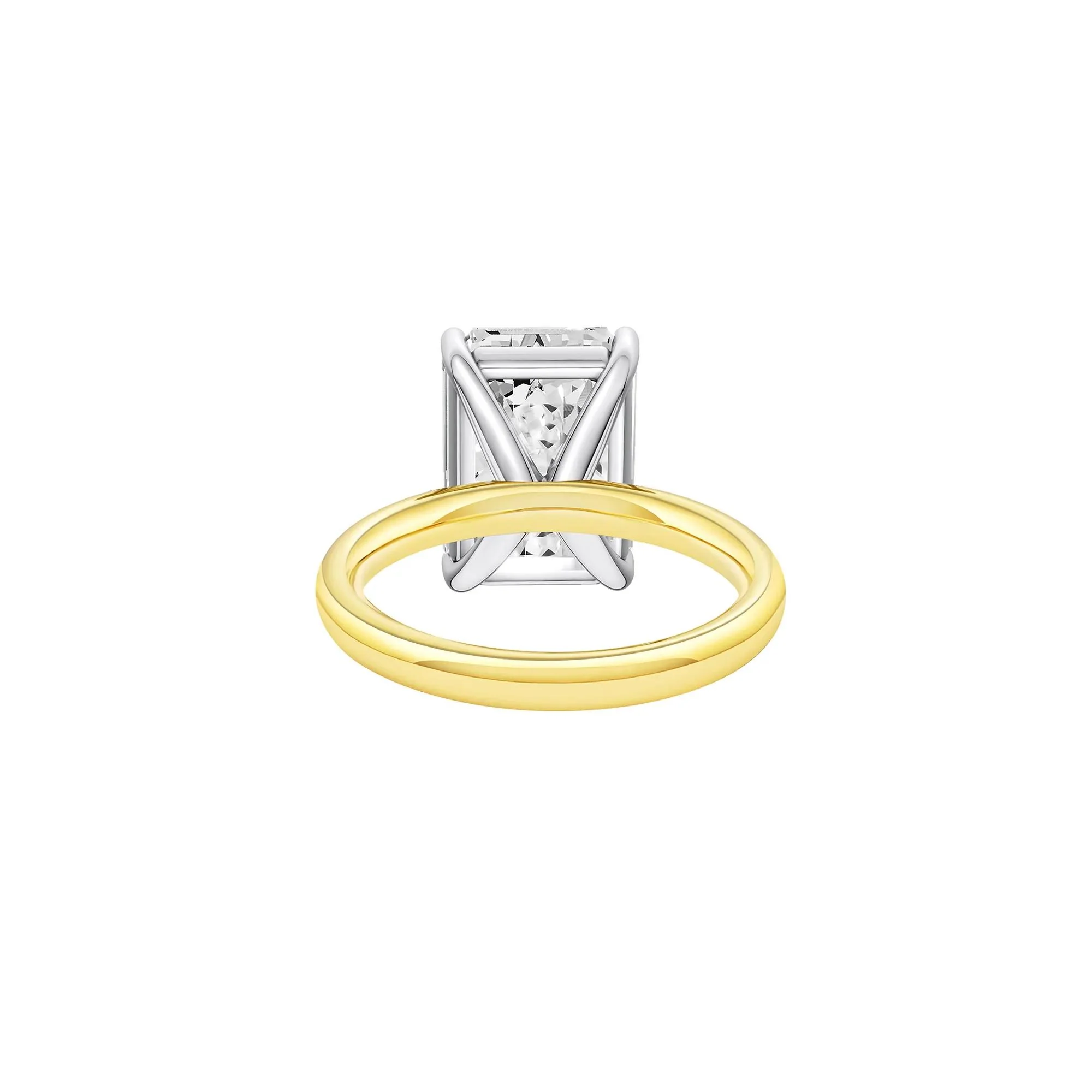 Lab Grown Diamond Emerald-Cut Solitaire Ring 14K Yellow & White Gold (7 CT.) Size 4 2mm - Image 4