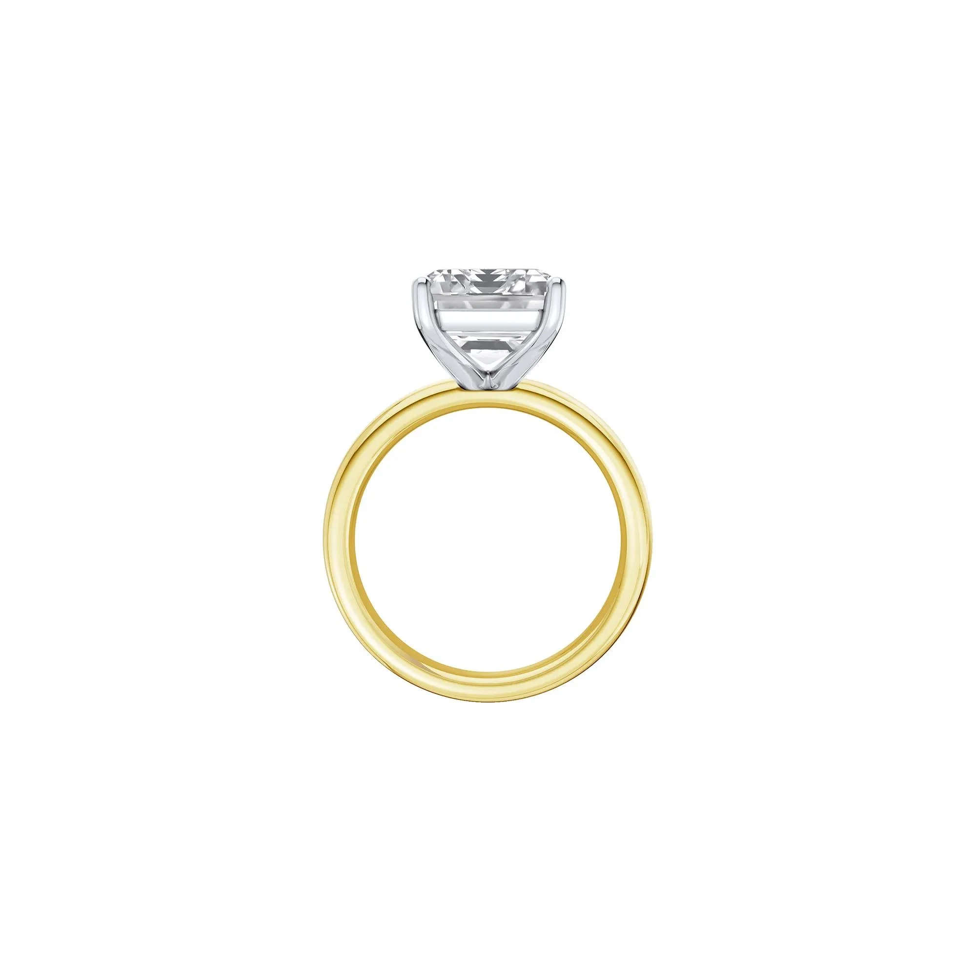 Lab Grown Diamond Emerald-Cut Solitaire Ring 14K Yellow & White Gold (7 CT.) Size 7 2mm - Image 2
