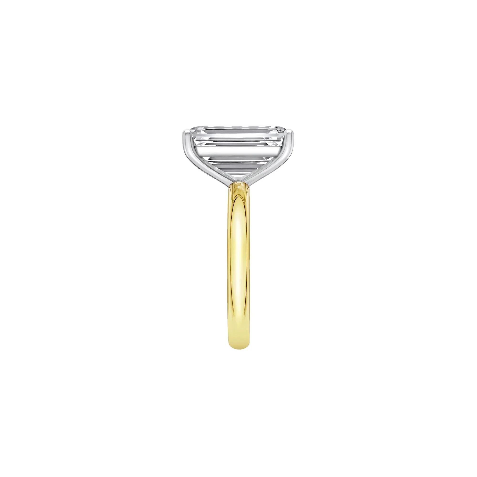 Lab Grown Diamond Emerald-Cut Solitaire Ring 14K Yellow & White Gold (7 CT.) Size 8 2mm - Image 3