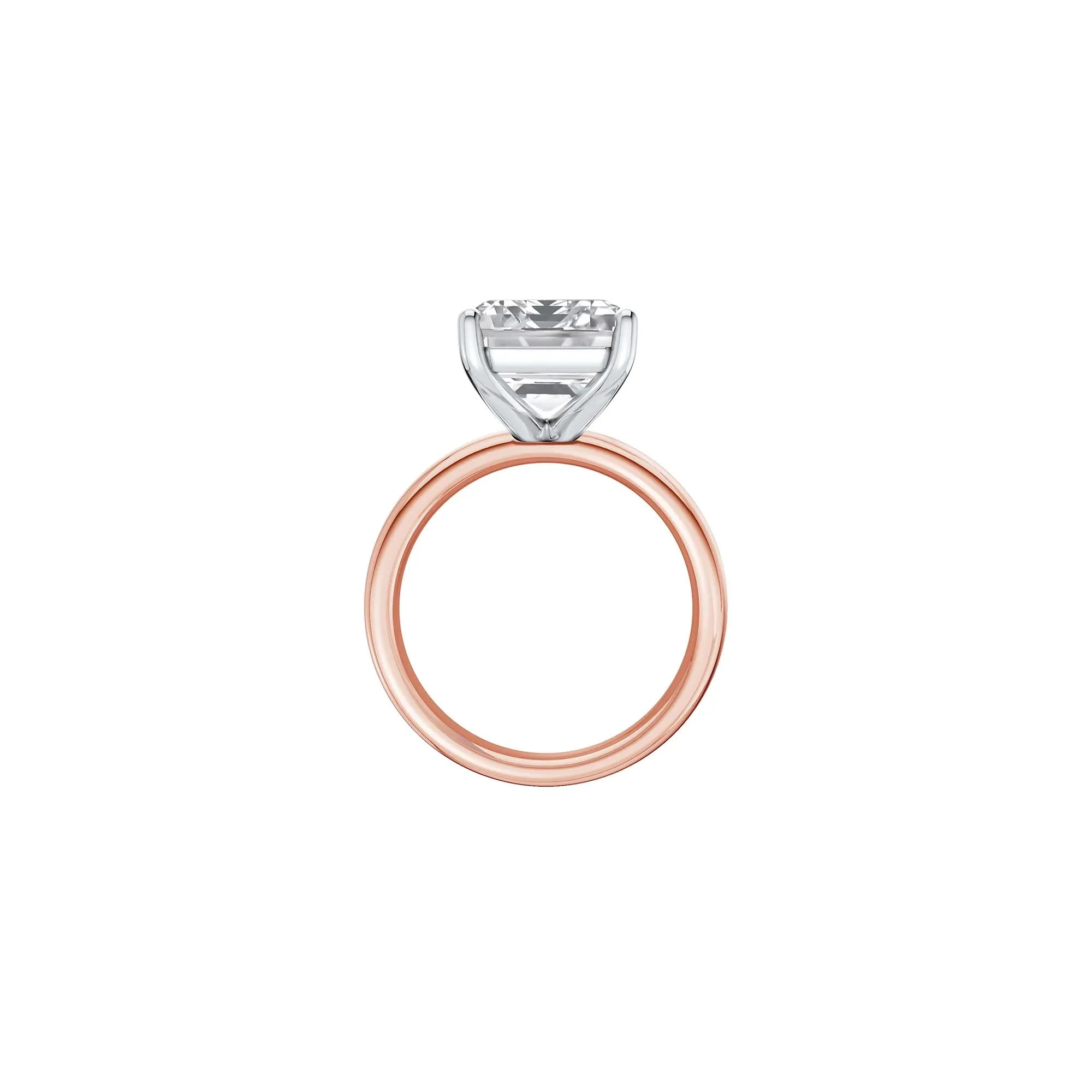 Lab Grown Diamond Emerald-Cut Solitaire Ring 14K Rose & White Gold (8 CT.) Size 6 2mm - Image 2
