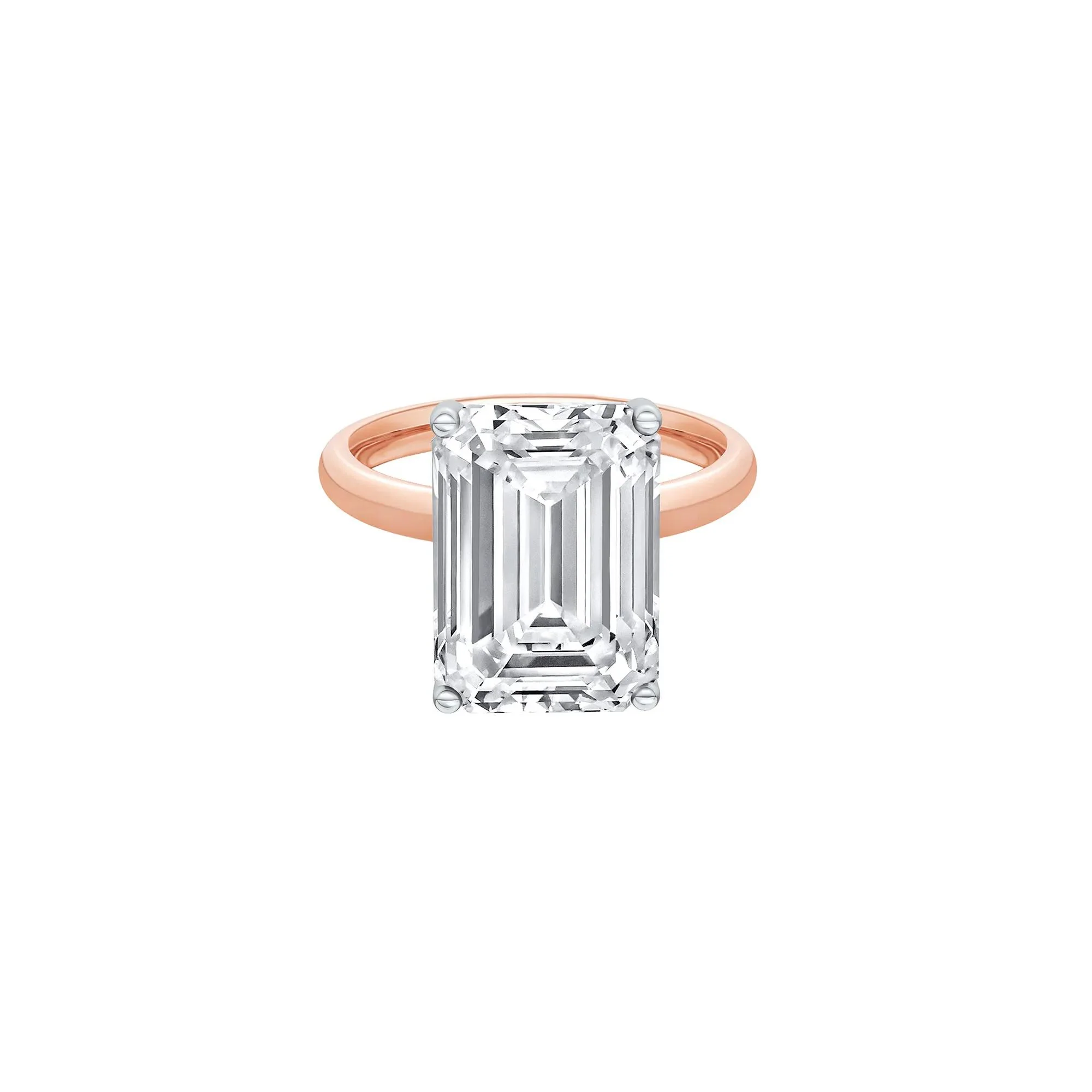 Lab Grown Diamond Emerald-Cut Solitaire Ring 14K Rose & White Gold (8 CT.) Size 7 2mm