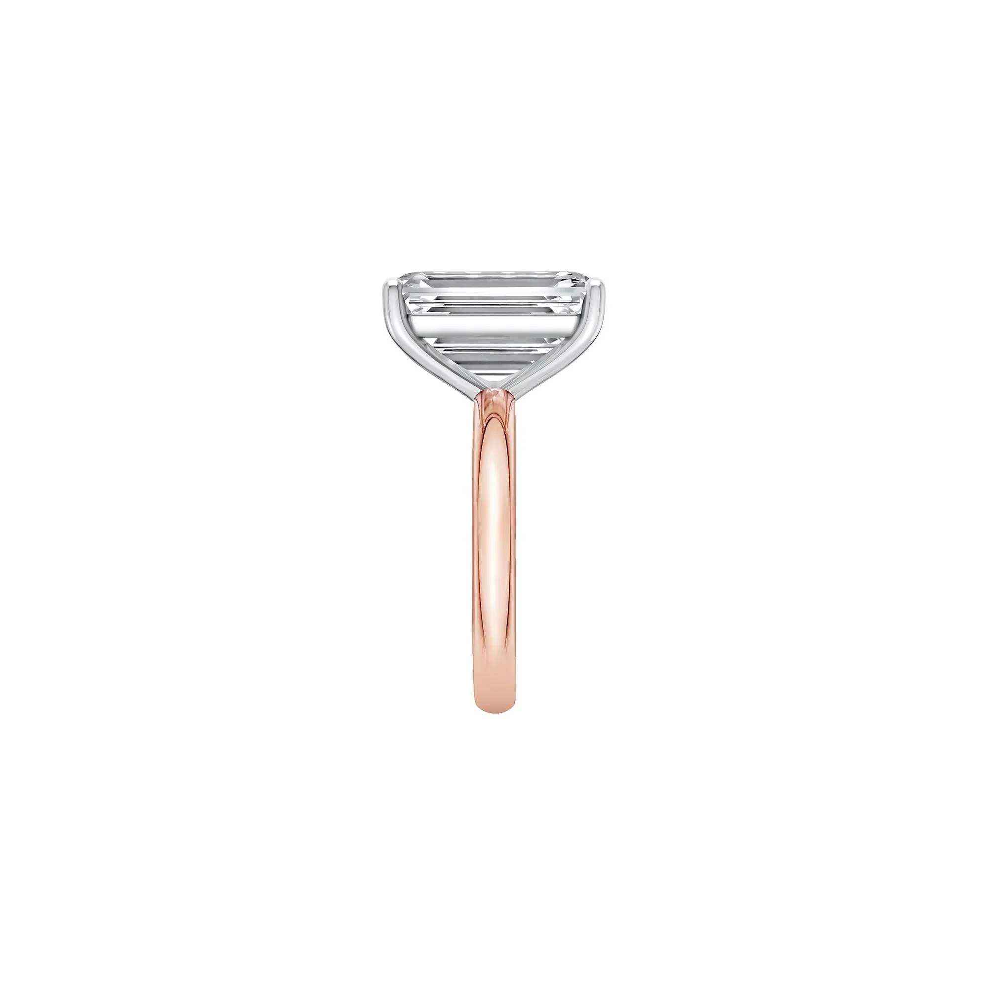 Lab Grown Diamond Emerald-Cut Solitaire Ring 14K Rose & White Gold (8 CT.) Size 7 2mm - Image 3