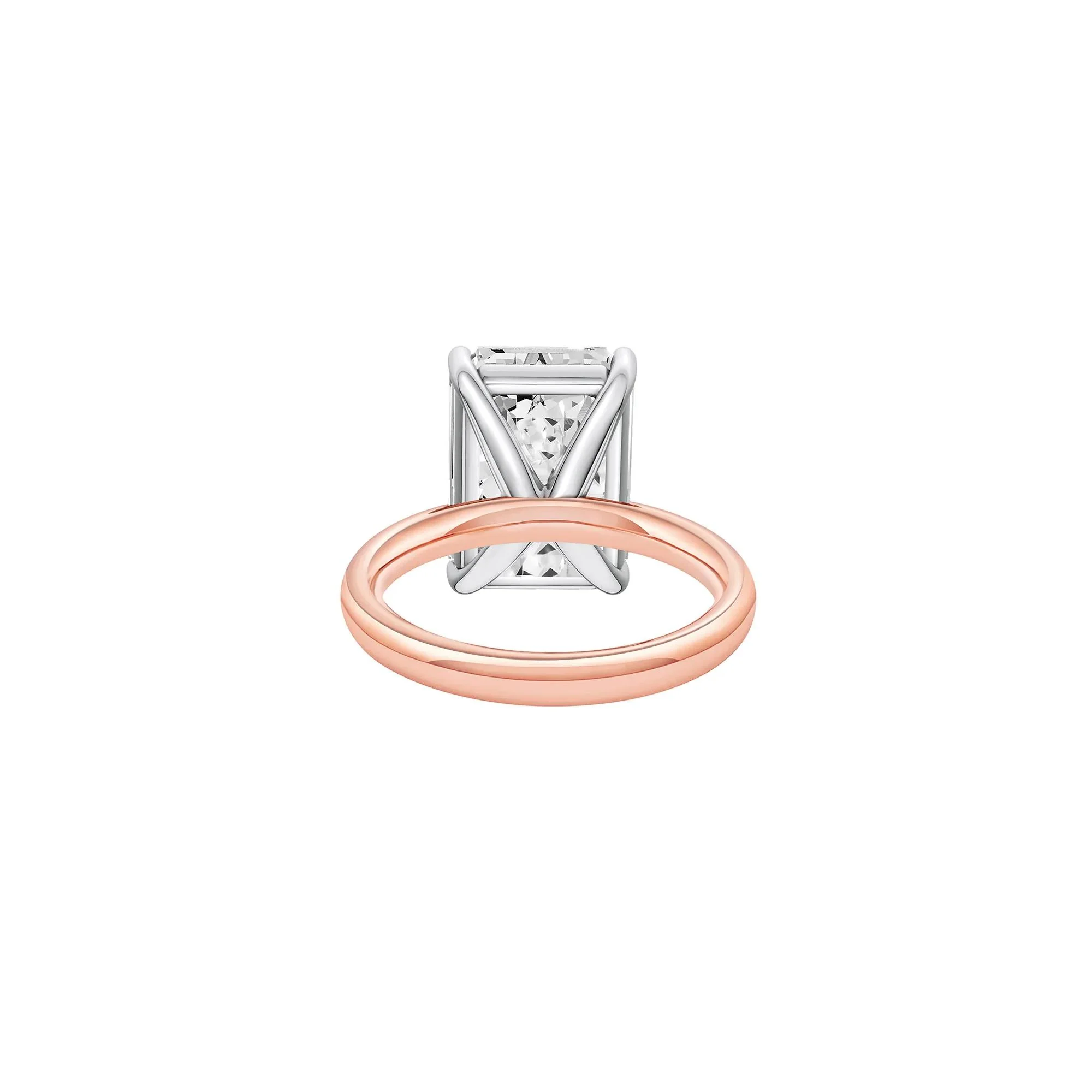 Lab Grown Diamond Emerald-Cut Solitaire Ring 14K Rose & White Gold (8 CT.) Size 9 2mm - Image 4