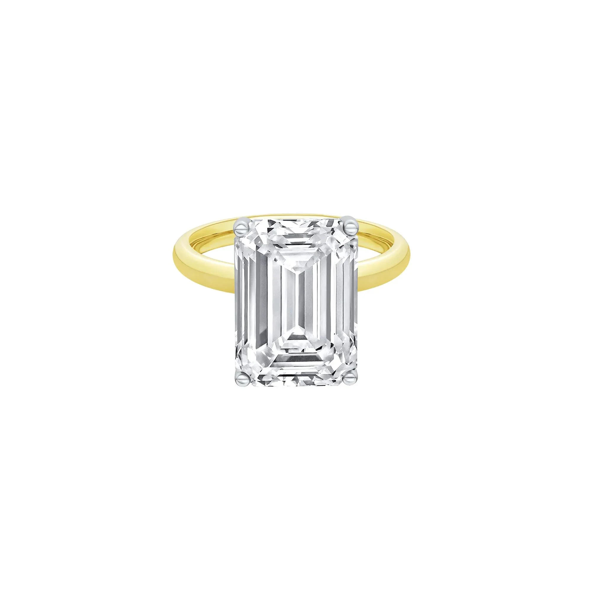 Lab Grown Diamond Emerald-Cut Solitaire Ring 14K Yellow & White Gold (8 CT.) Size 11.5 2mm