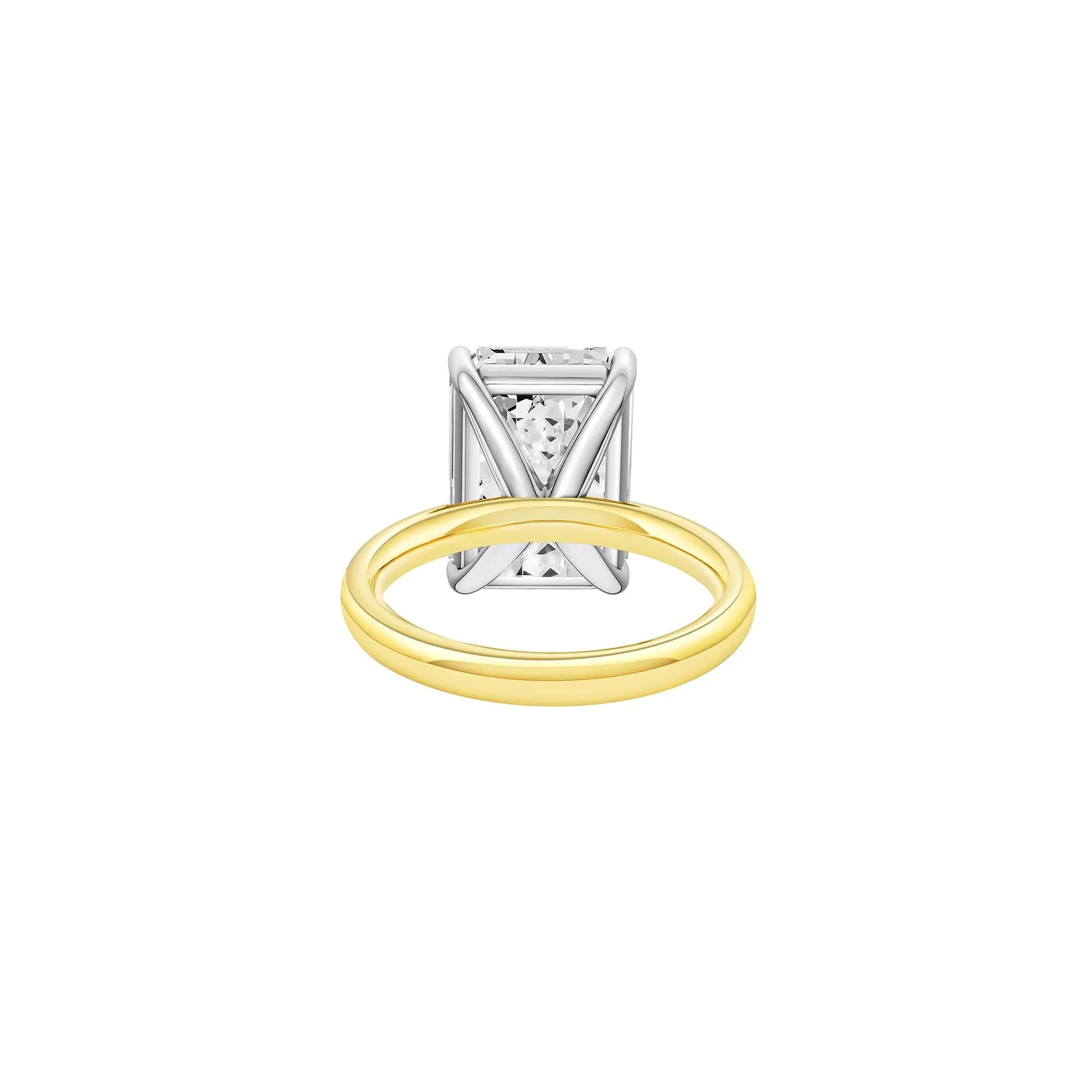 Lab Grown Diamond Emerald-Cut Solitaire Ring 14K Yellow & White Gold (8 CT.) Size 12 2mm - Image 4