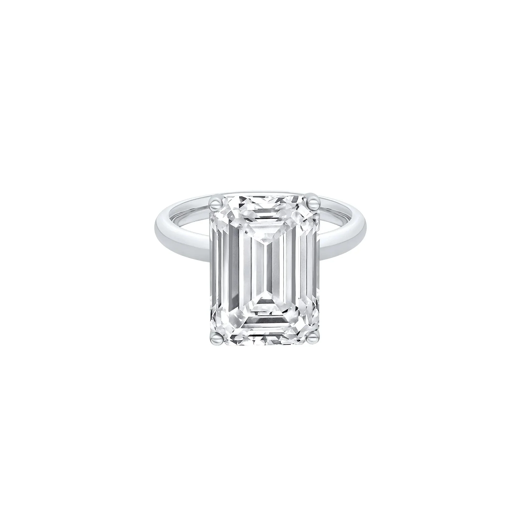 Lab Grown Diamond Emerald-Cut Solitaire Ring Platinum (8 CT.) White Size 6.5 2mm