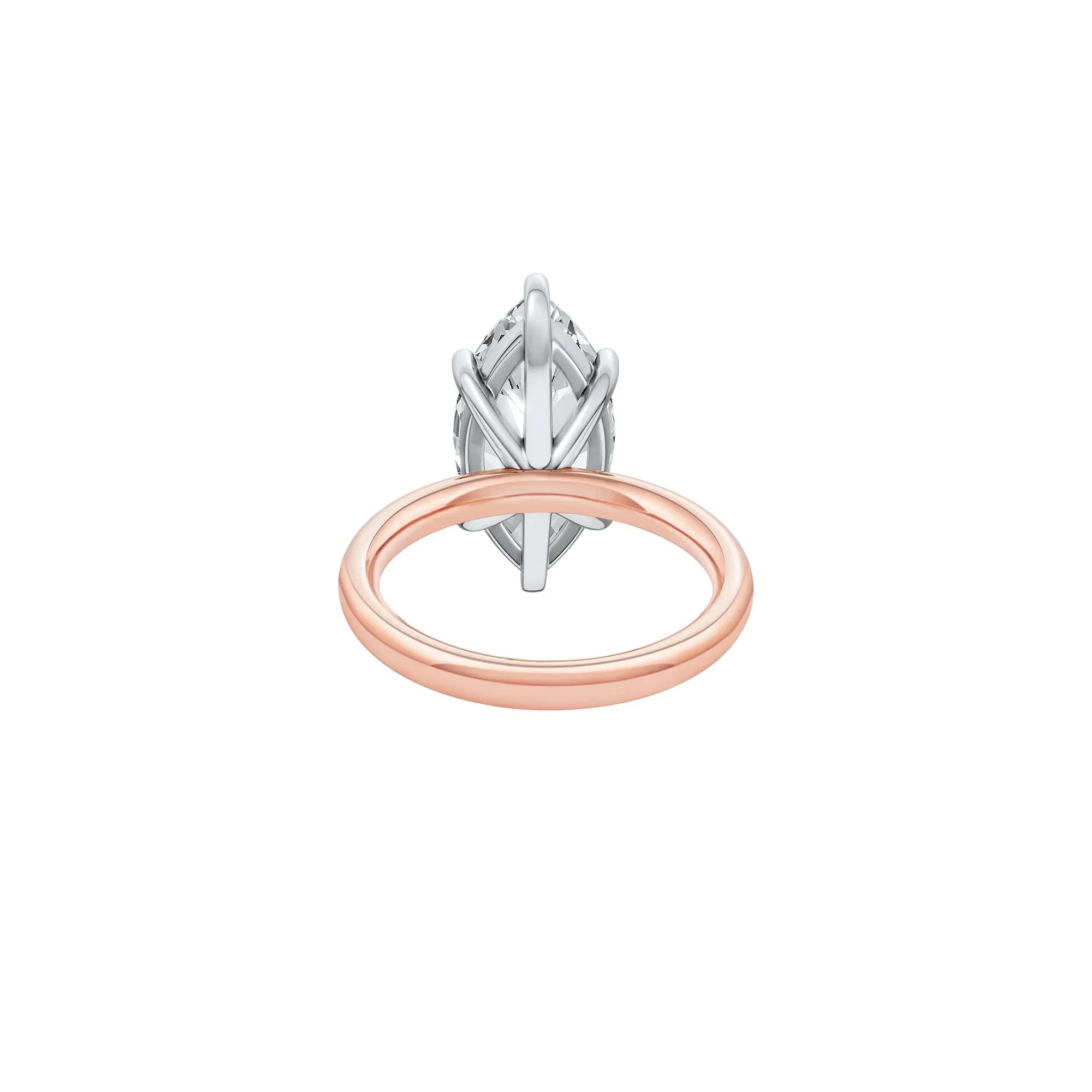 Lab Grown Diamond Marquise Solitaire Engagement Ring 14K Rose & White Gold (5 CT.) Size 12 2mm - Image 4