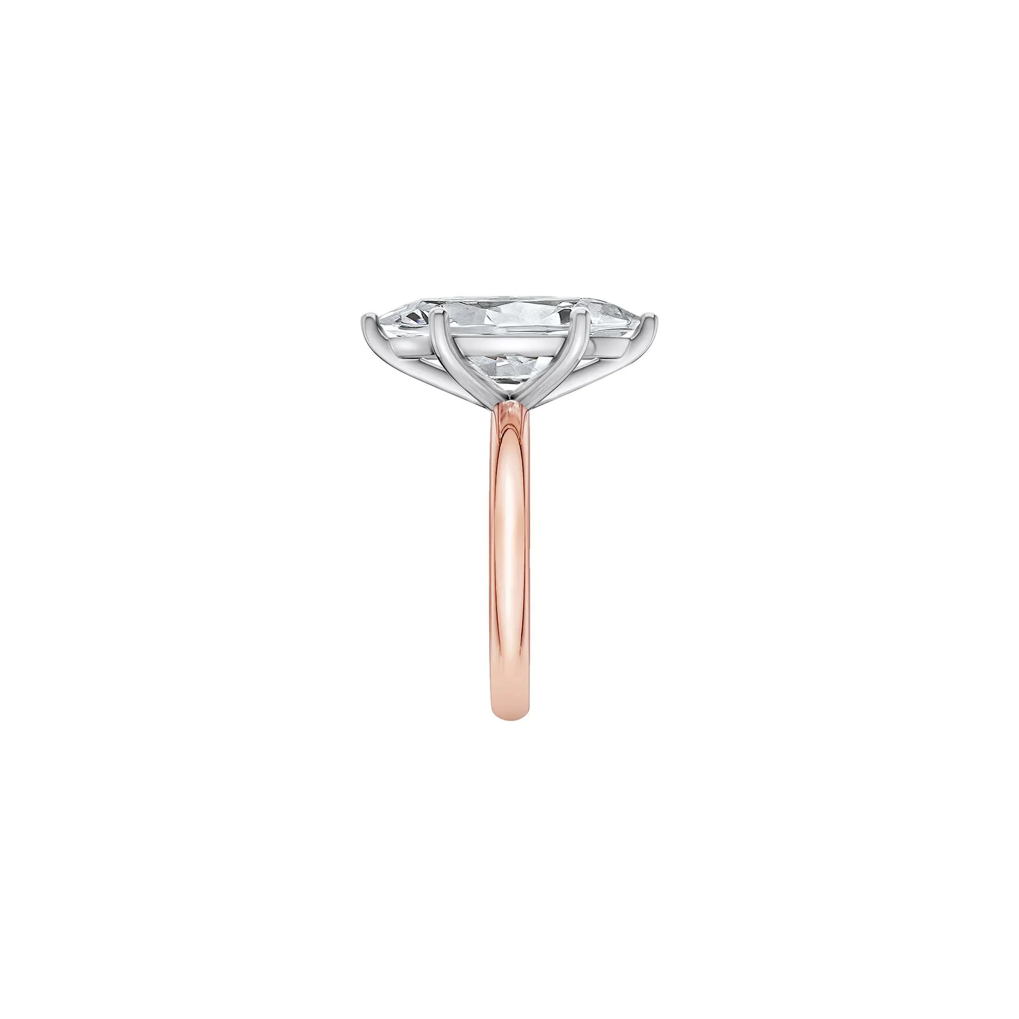 Lab Grown Diamond Marquise Solitaire Engagement Ring 14K Rose & White Gold (5 CT.) Size 8.5 2mm - Image 3
