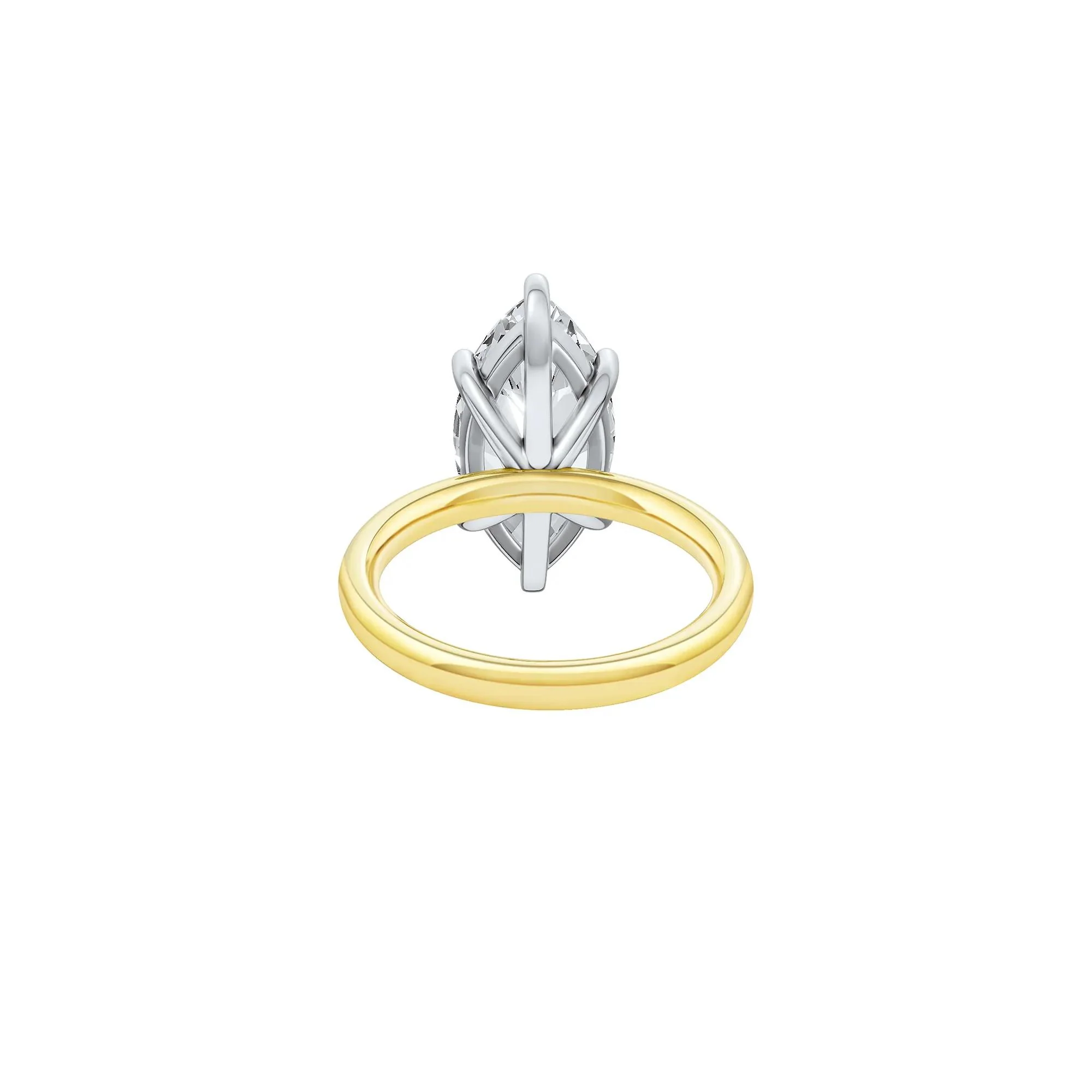 Lab Grown Diamond Marquise Solitaire Engagement Ring 14K Yellow & White Gold (5 CT.) Size 10 2mm - Image 4