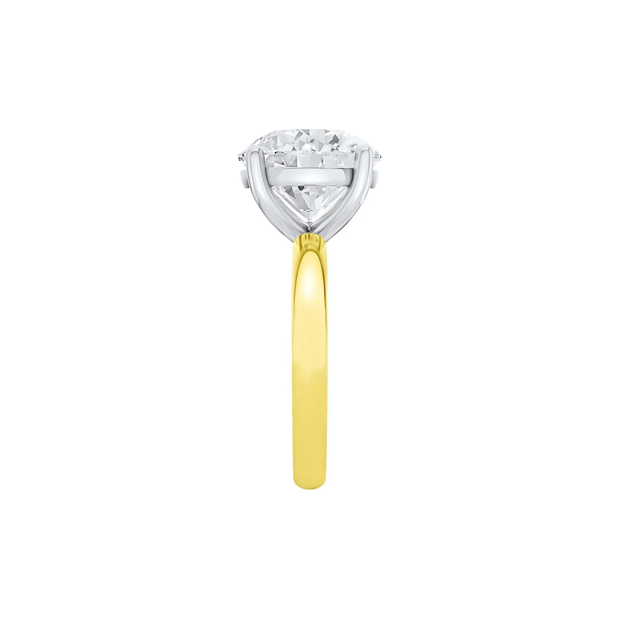 Lab Grown Diamond Round Solitaire Ring 14K Yellow & White Gold (6 CT.) Round Brilliant Cut Size 4.5 2mm - Image 3