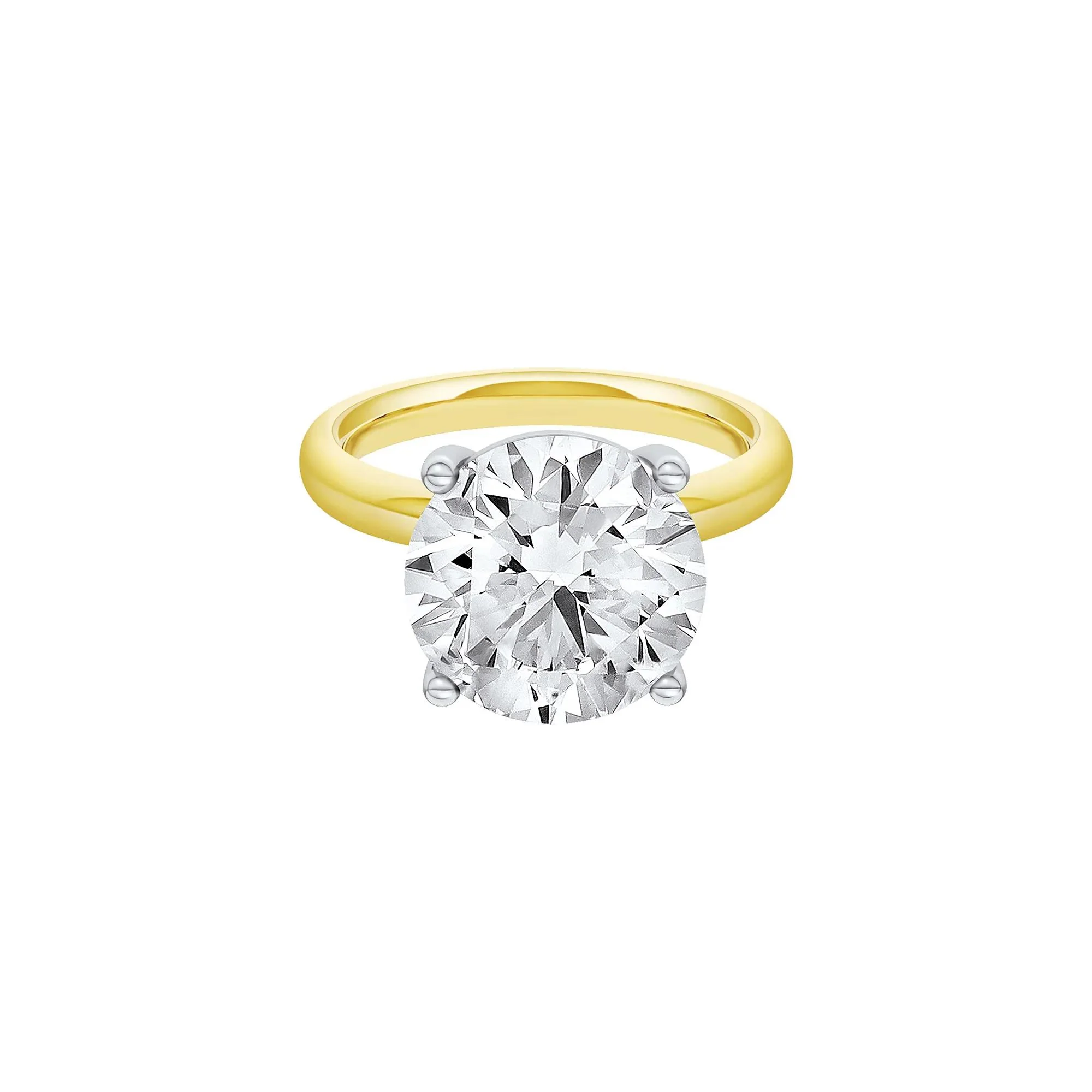 Lab Grown Diamond Round Solitaire Ring 14K Yellow & White Gold (6 CT.) Round Brilliant Cut Size 5.5 2mm