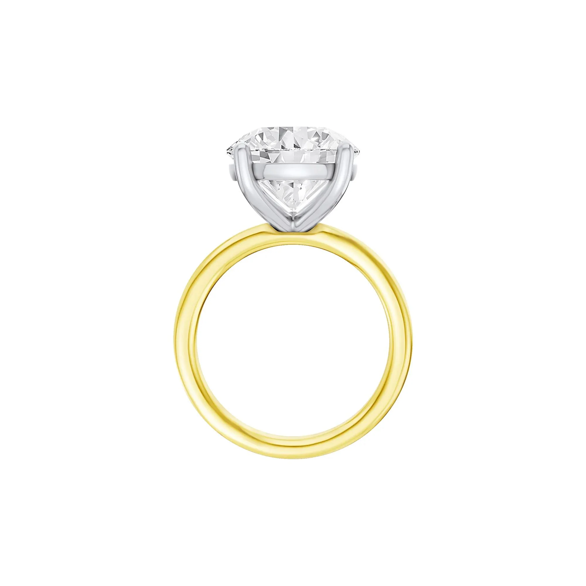 Lab Grown Diamond Round Solitaire Ring 14K Yellow & White Gold (6 CT.) Round Brilliant Cut Size 6 2mm - Image 2