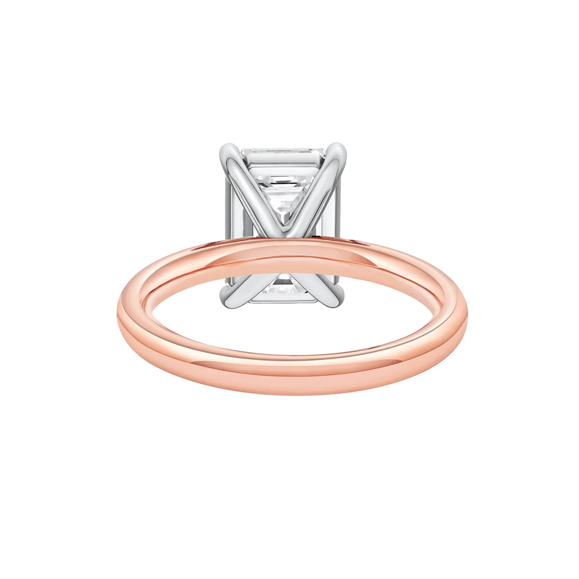 Lab Grown Diamond Emerald-Cut Solitaire Engagement Ring 14K Rose & White Gold (4 CT.) Size 11.5 2mm - Image 4
