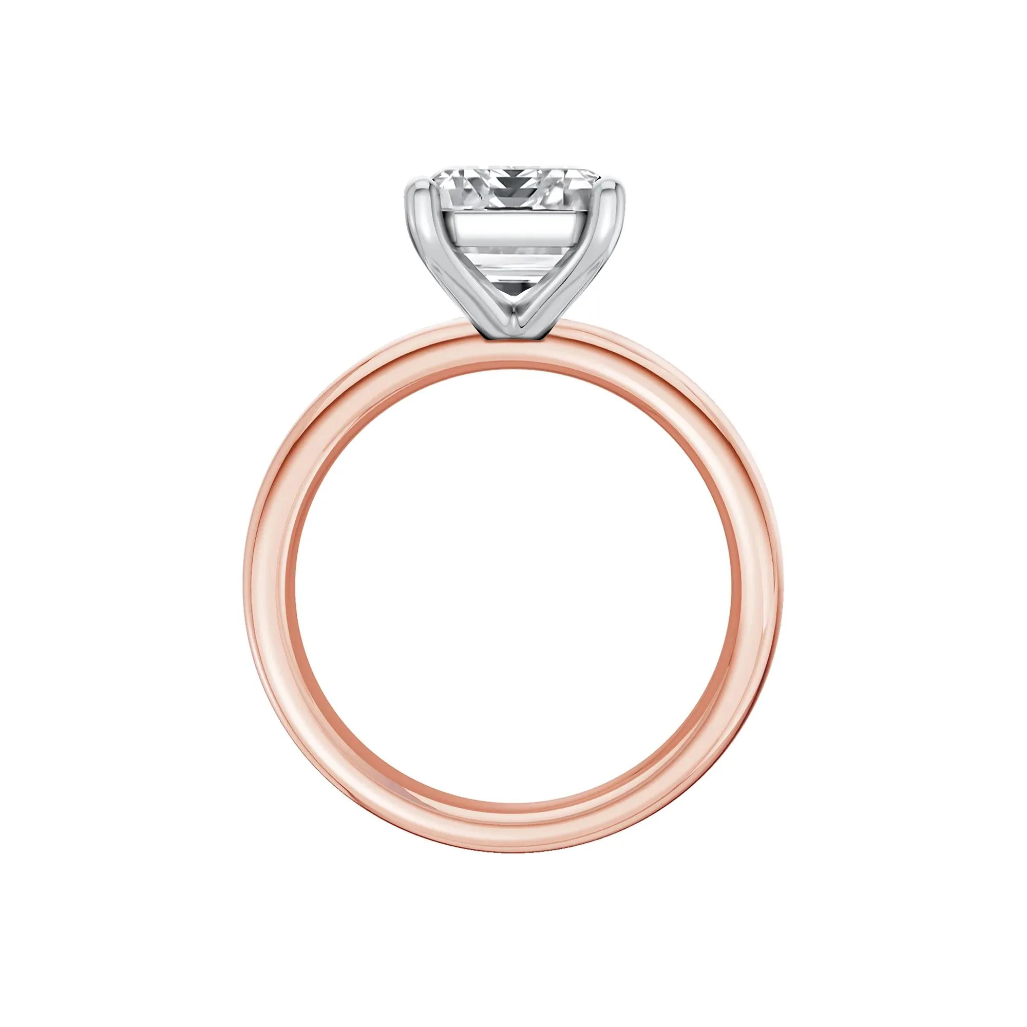 Lab Grown Diamond Emerald-Cut Solitaire Engagement Ring 14K Rose & White Gold (4 CT.) Size 9 2mm - Image 2