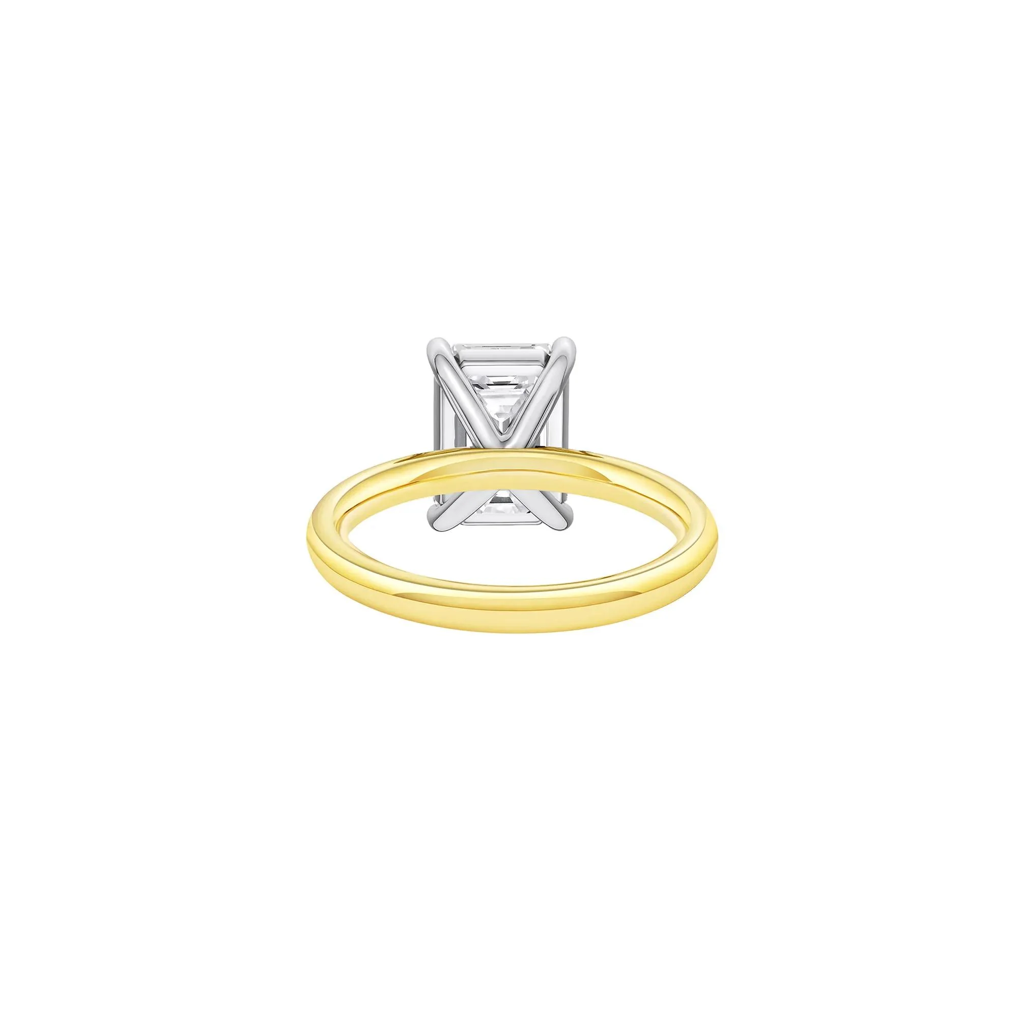 Lab Grown Diamond Emerald-Cut Solitaire Ring 14K Yellow & White Gold (4 CT.) Size 5 2mm - Image 4