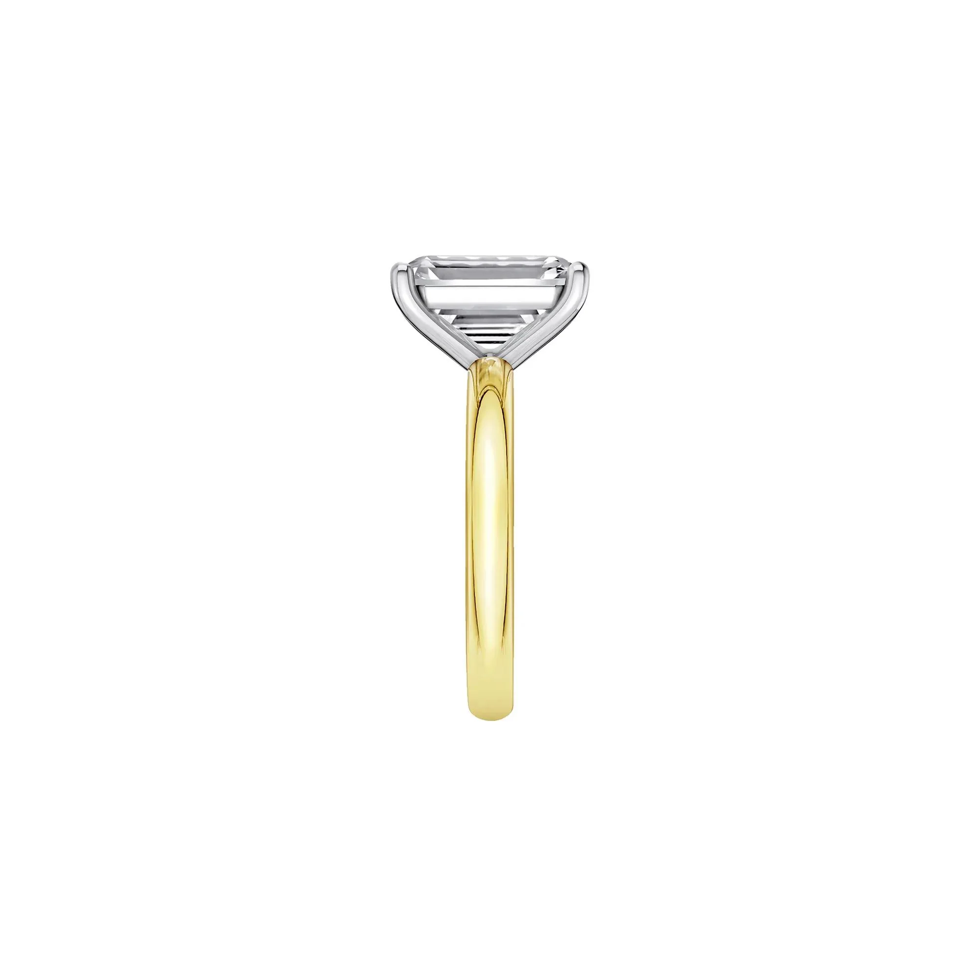 Lab Grown Diamond Emerald-Cut Solitaire Ring 14K Yellow & White Gold (4 CT.) Size 7 2mm - Image 3
