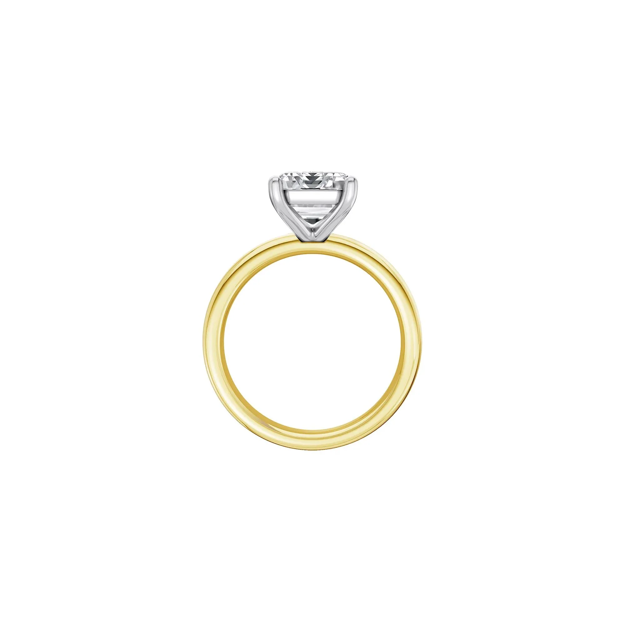Lab Grown Diamond Emerald-Cut Solitaire Ring 14K Yellow & White Gold (4 CT.) Size 8 2mm - Image 2