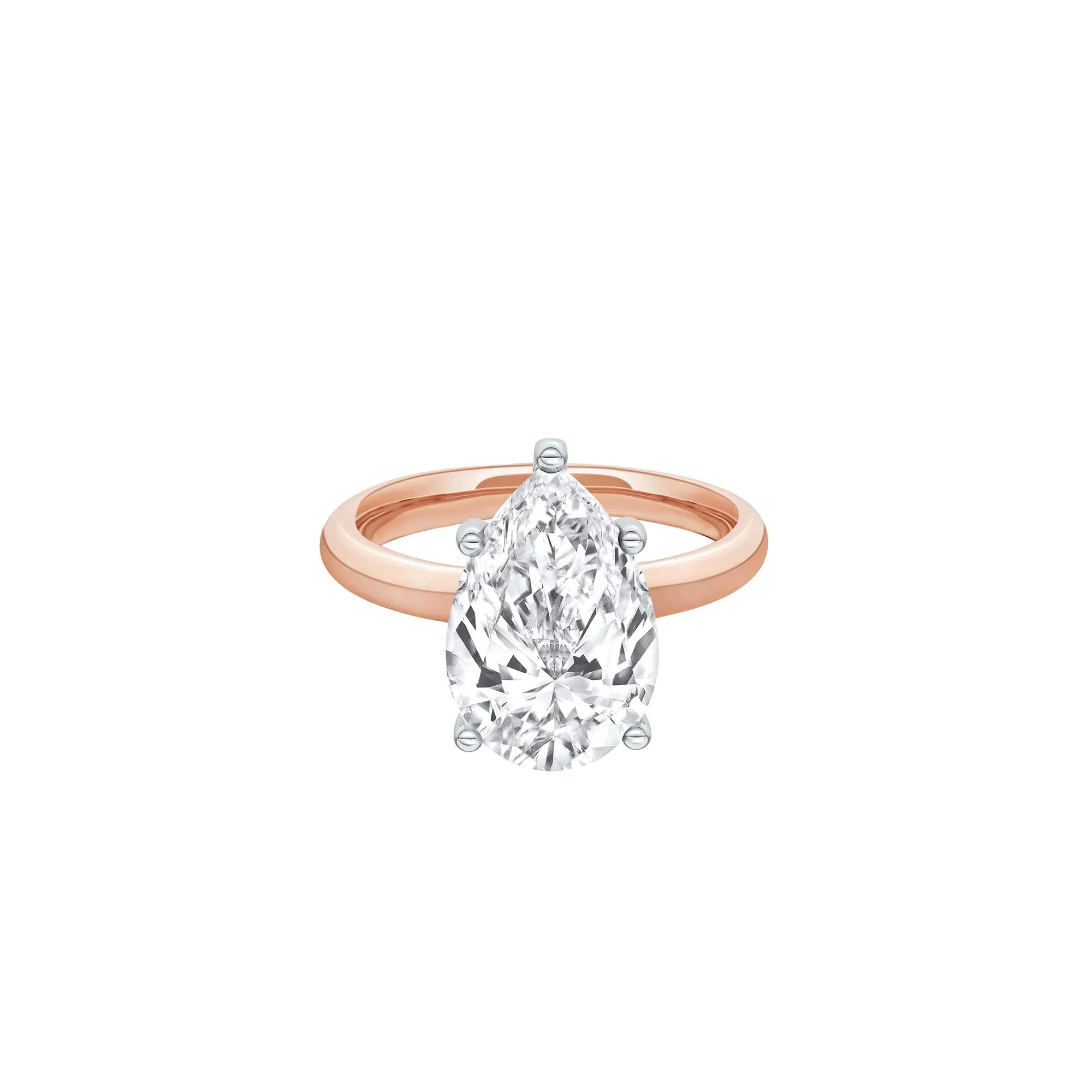 Lab Grown Diamond Pear-Shaped Solitaire Ring Rose Size 11.5 2mm