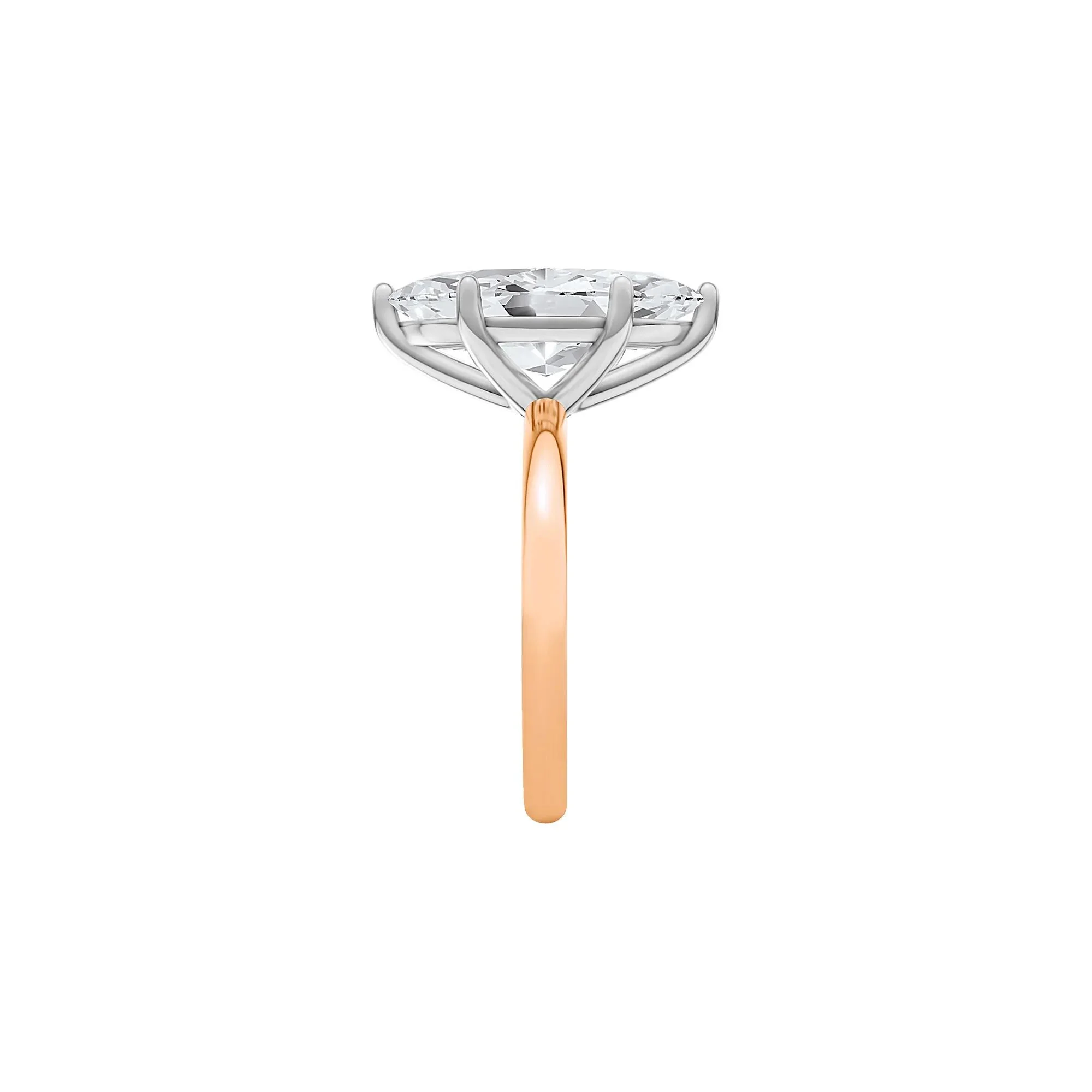Lab Grown Diamond Marquise Solitaire Engagement Ring 14K Rose & White Gold (4 CT.) Size 6.5 2mm - Image 3
