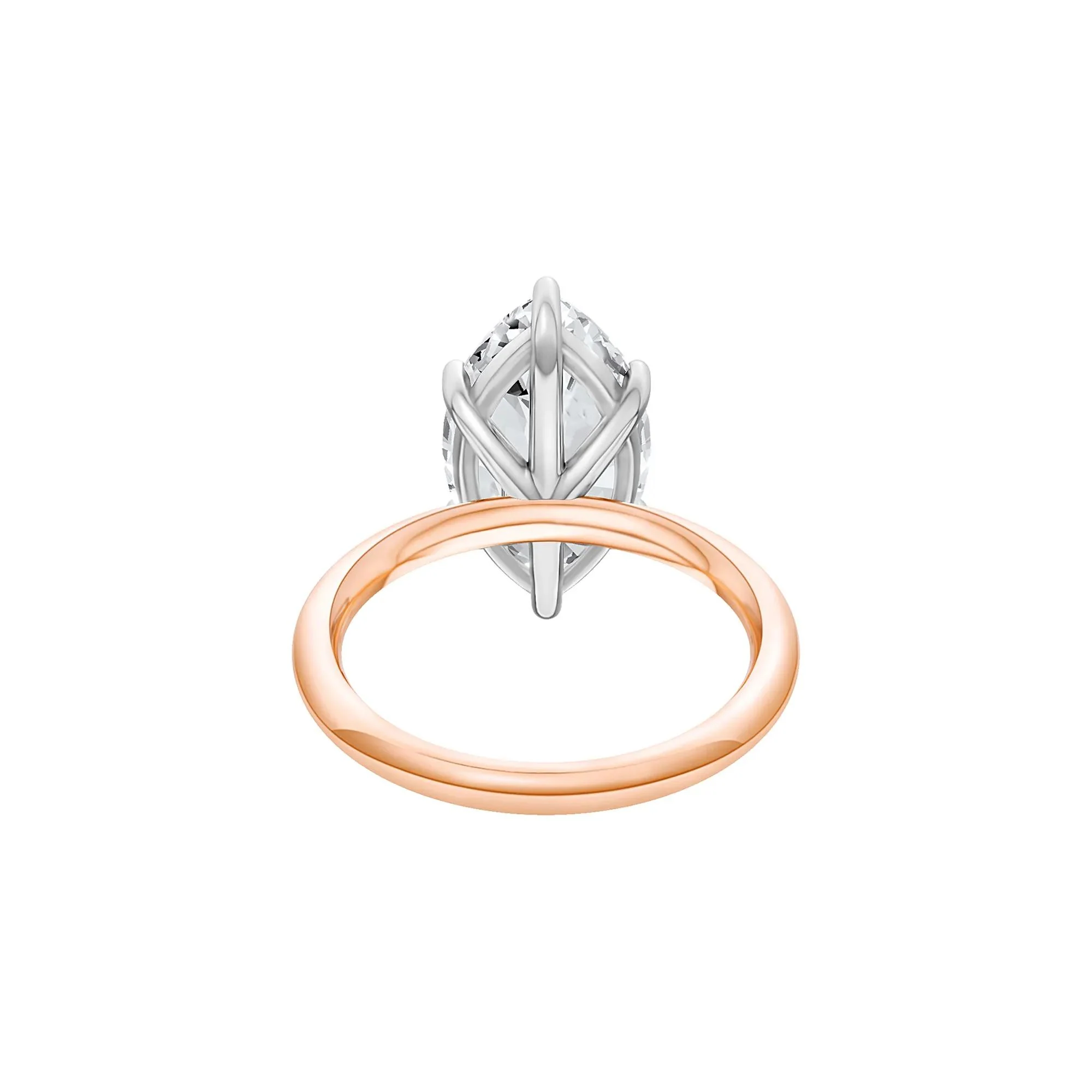 Lab Grown Diamond Marquise Solitaire Engagement Ring 14K Rose & White Gold (4 CT.) Size 7.5 2mm - Image 4