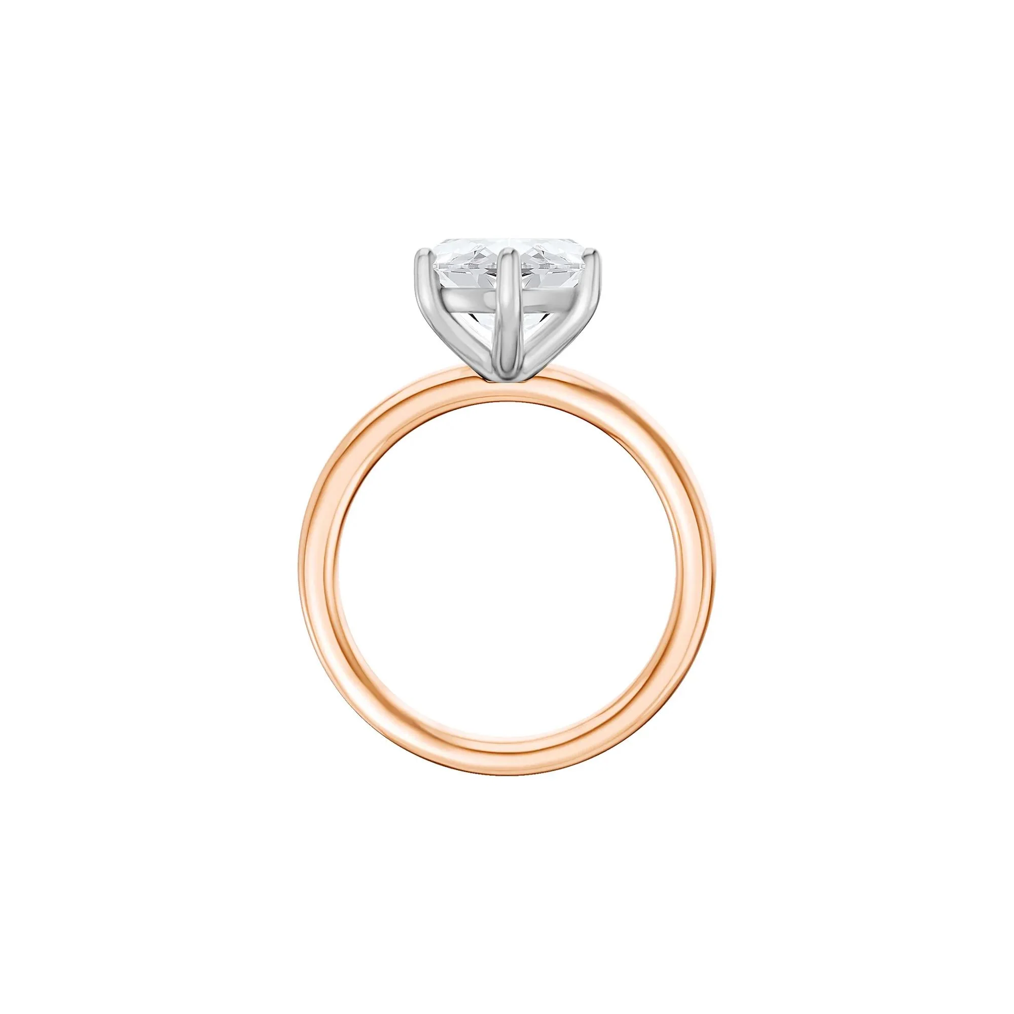 Lab Grown Diamond Marquise Solitaire Engagement Ring 14K Rose & White Gold (4 CT.) Size 9 2mm - Image 2