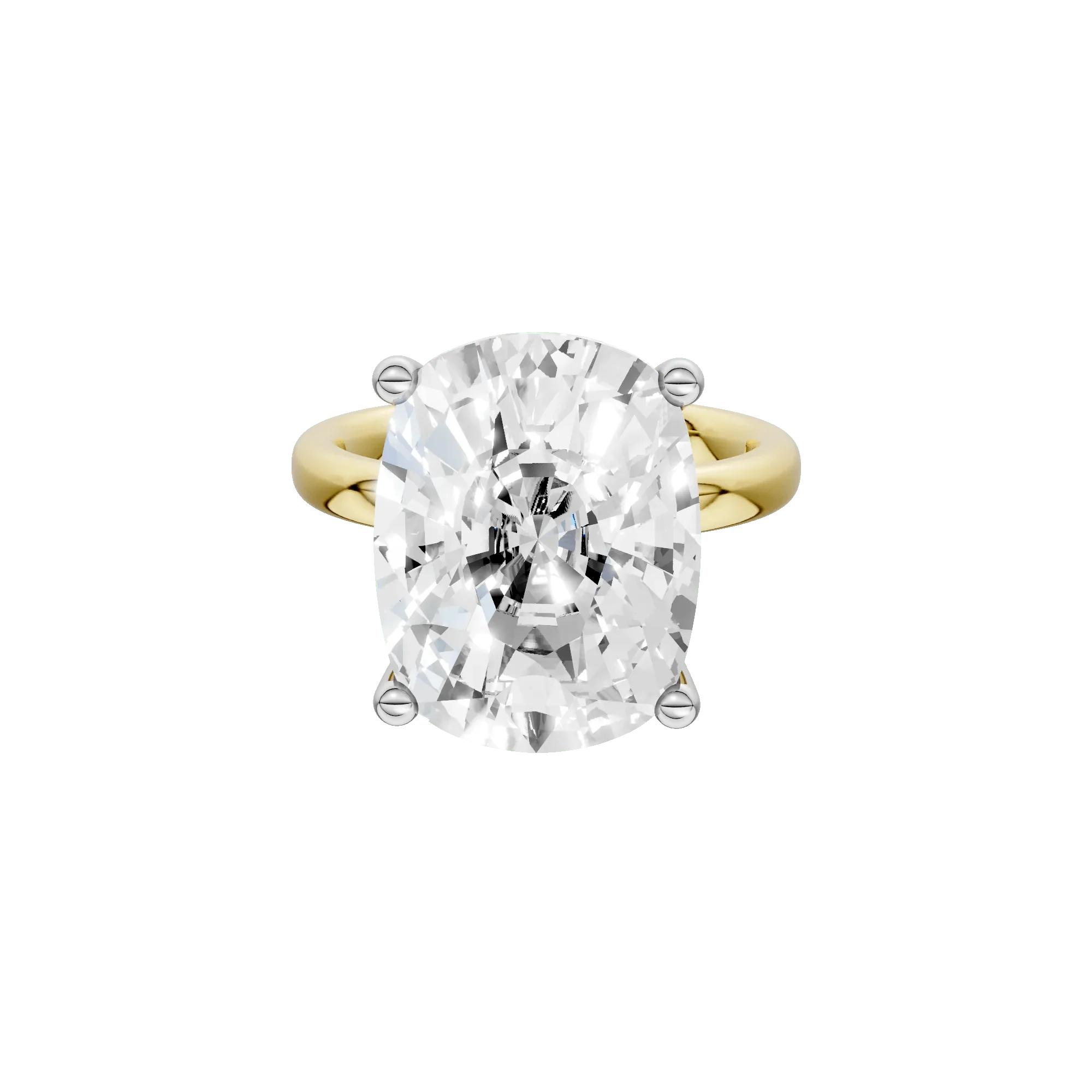 Lab Grown Diamond Elongated Cushion Solitaire Engagement Ring 14K Yellow & White Gold (10 CT.) Size 12 2mm