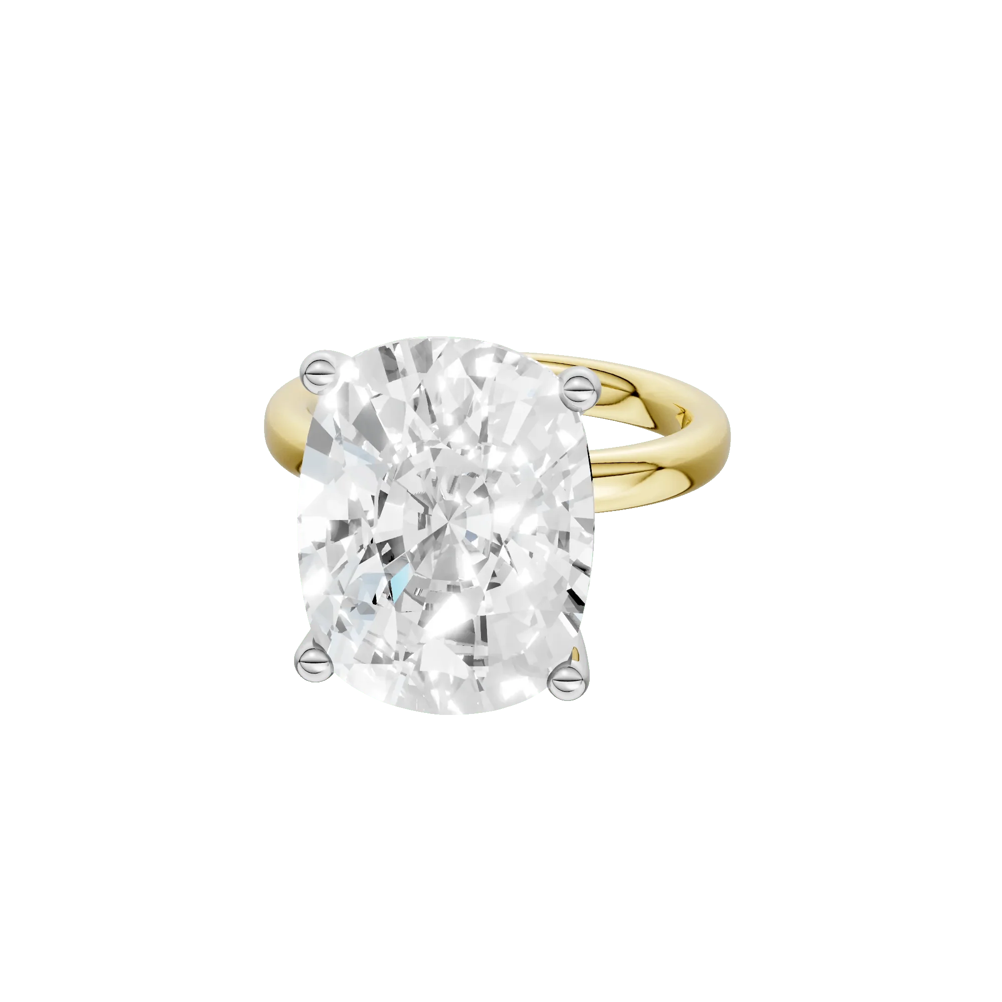 Lab Grown Diamond Elongated Cushion Solitaire Engagement Ring 14K Yellow & White Gold (10 CT.) Size 8 2mm - Image 2